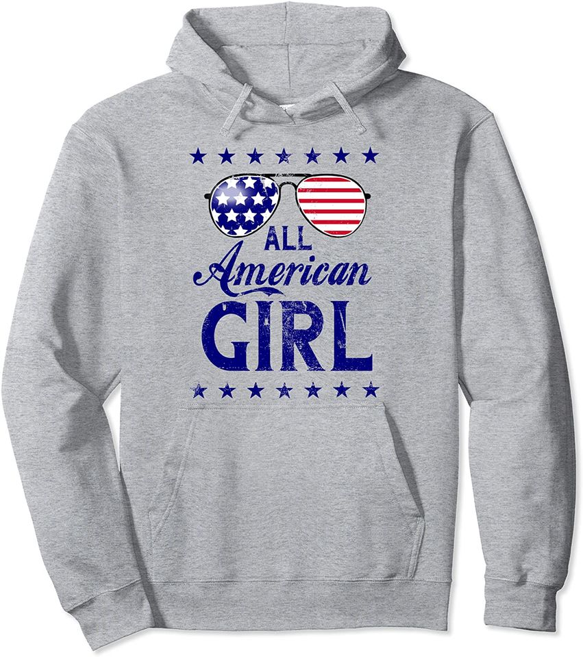 All American Girl 4th of July Patriotic USA Flag - Adult & Kids T-Shirts, Sweatshirts & Hoodies apparel design preview 1