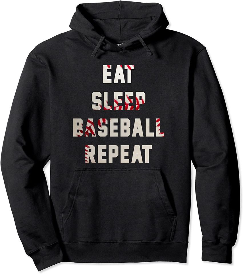 Eat Sleep Baseball Repeat Player Fan Gifts - Adult & Kids T-Shirts, Sweatshirts & Hoodies apparel design preview 1