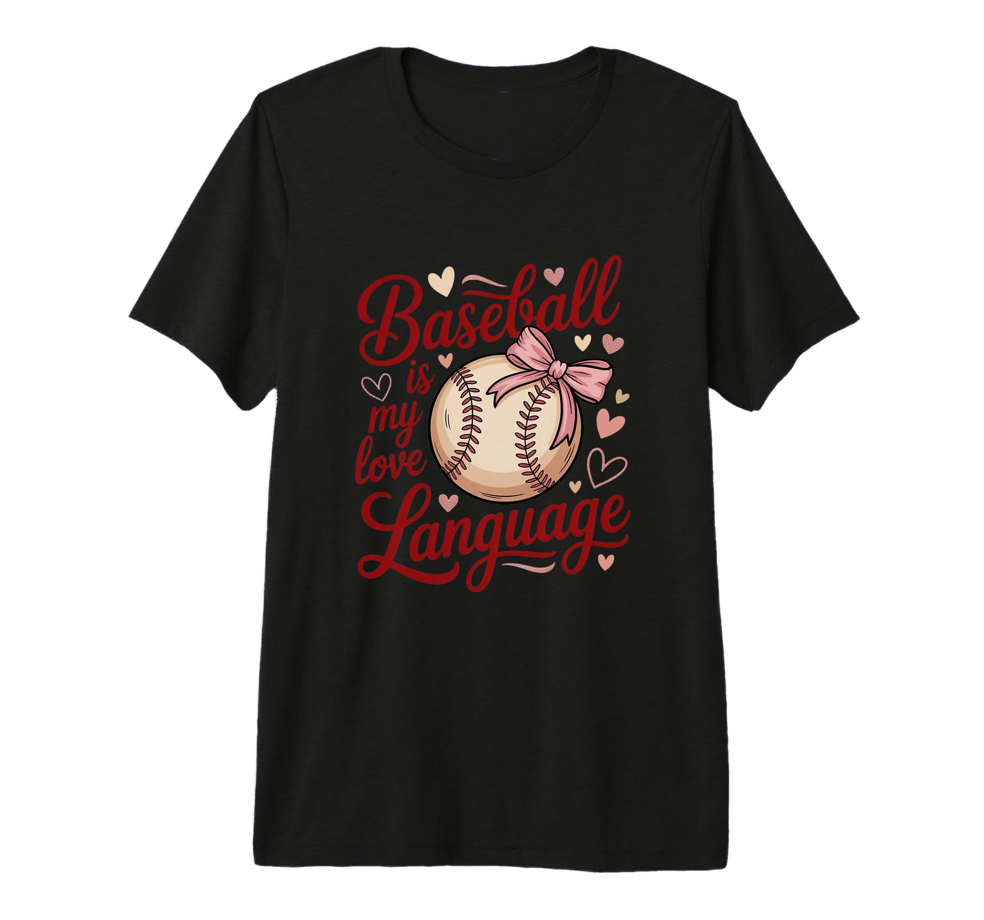 Baseball Is My Love Language Hearts T-Shirt - Novelty Apparel for Adults - T-Shirt, Sweatshirt, Hoodie