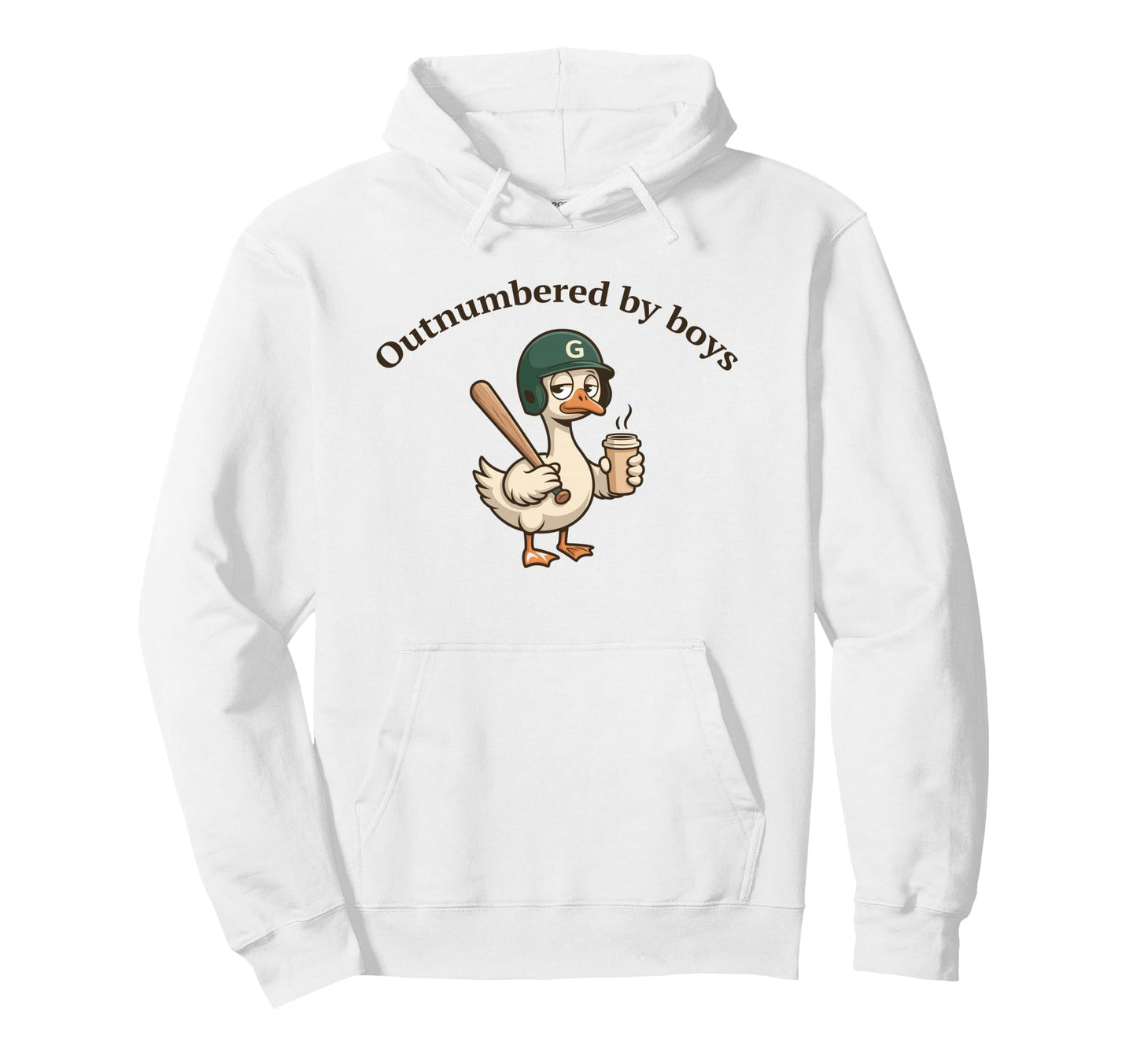 Outnumbered Funny Mom Goose Family Baseball Hoodie - Trendy Graphic Unisex - T-Shirt, Sweatshirt, Hoodie