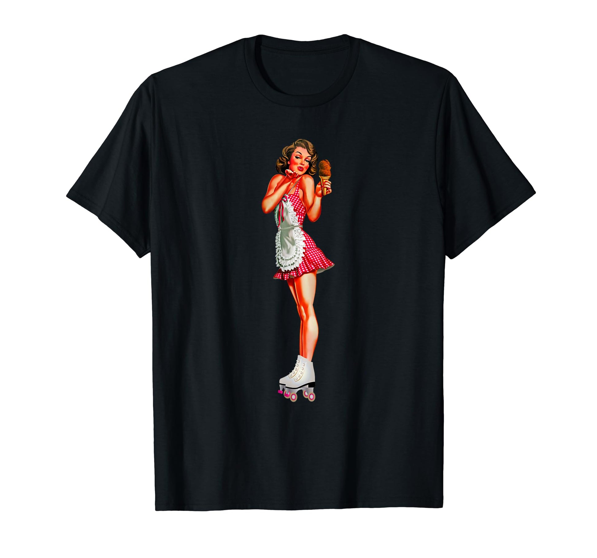 Pin Up Pretty Brunette Roller T-Shirt - Casual Everyday Wear Men Women - T-Shirt, Sweatshirt, Hoodie