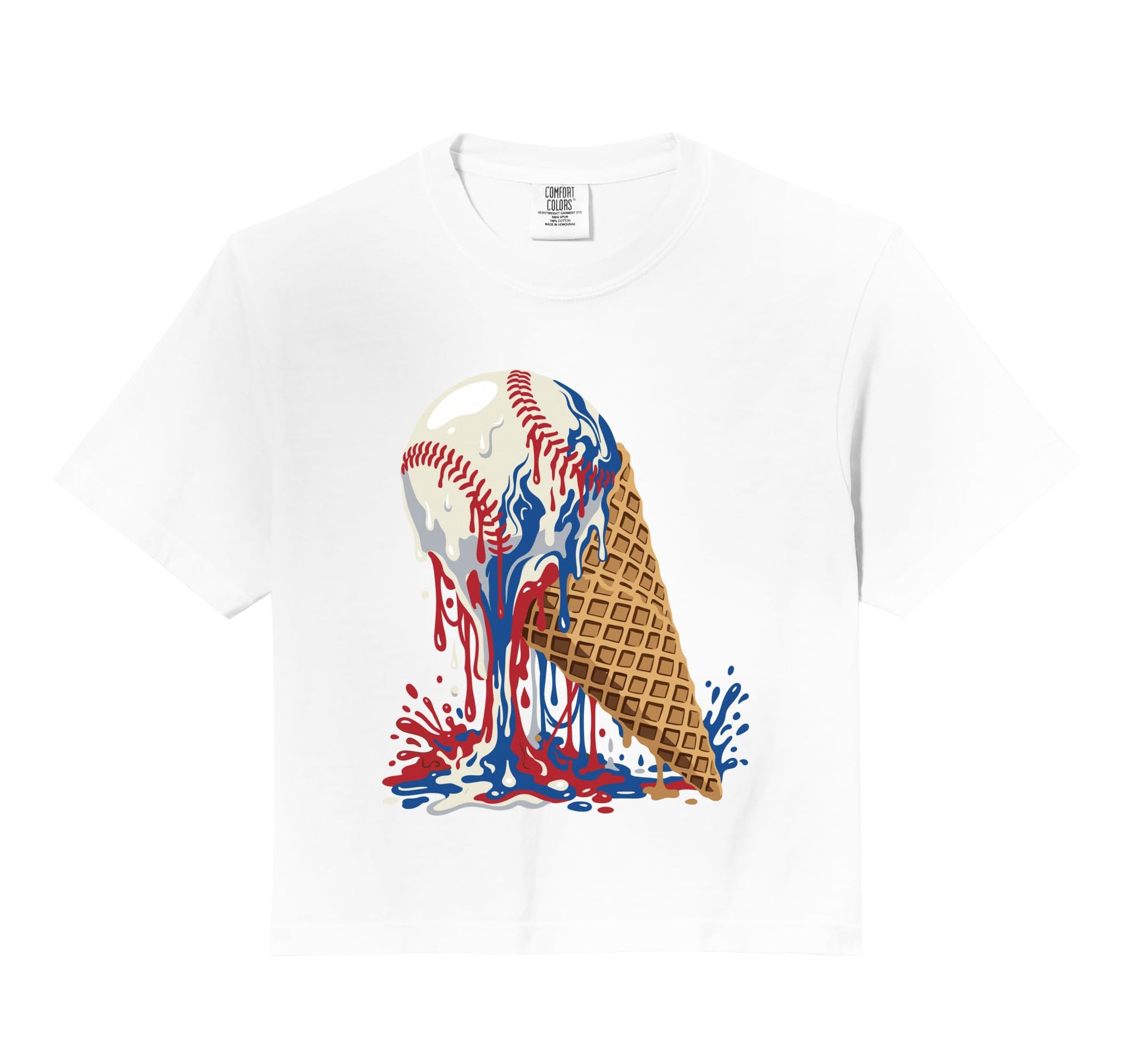 Baseball Ice Cream Dripping Ball Hoodie - Minimalist Print Men Women - T-Shirt, Sweatshirt, Hoodie