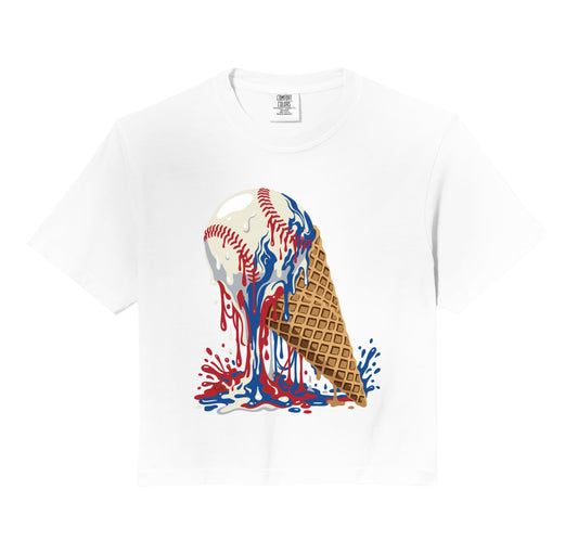 Baseball Ice Cream Dripping Ball Hoodie - Minimalist Print Men Women - T-Shirt, Sweatshirt, Hoodie