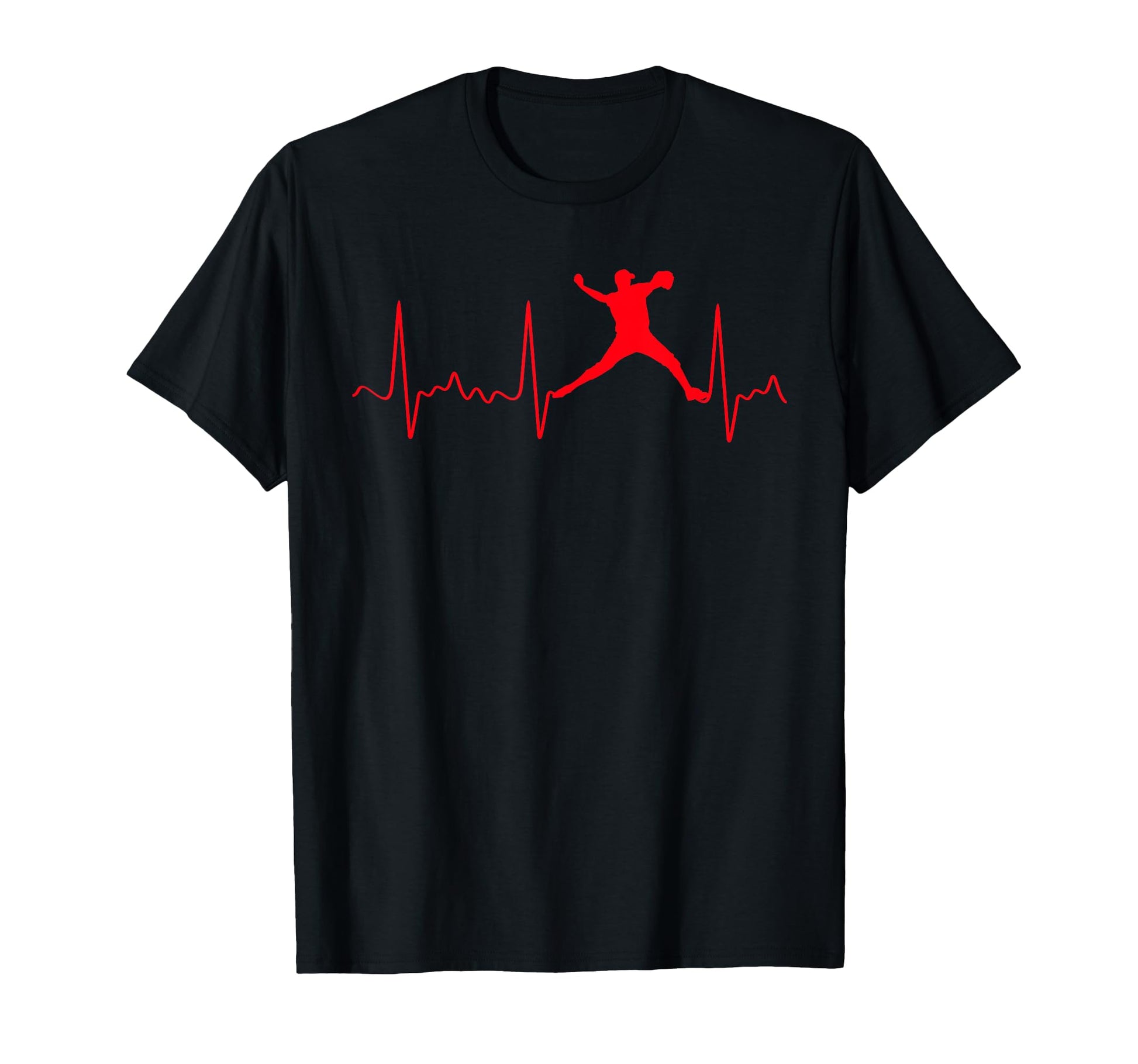 Red Baseball Pitcher Heartbeat T-Shirt - Aesthetic Graphic Men Women - T-Shirt, Sweatshirt, Hoodie
