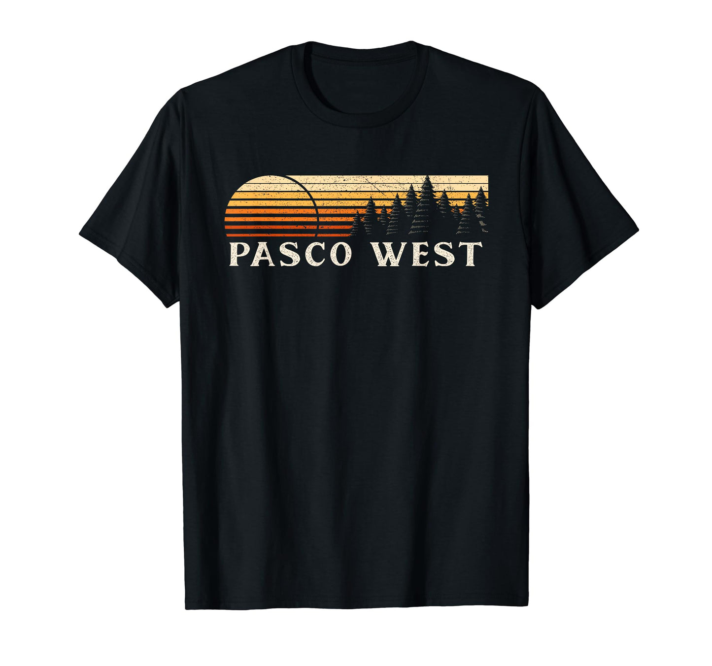 Pasco West Wa Evergreen Sunset Eighties T-Shirt - Minimalist Print Unisex - T-Shirt, Sweatshirt, Hoodie