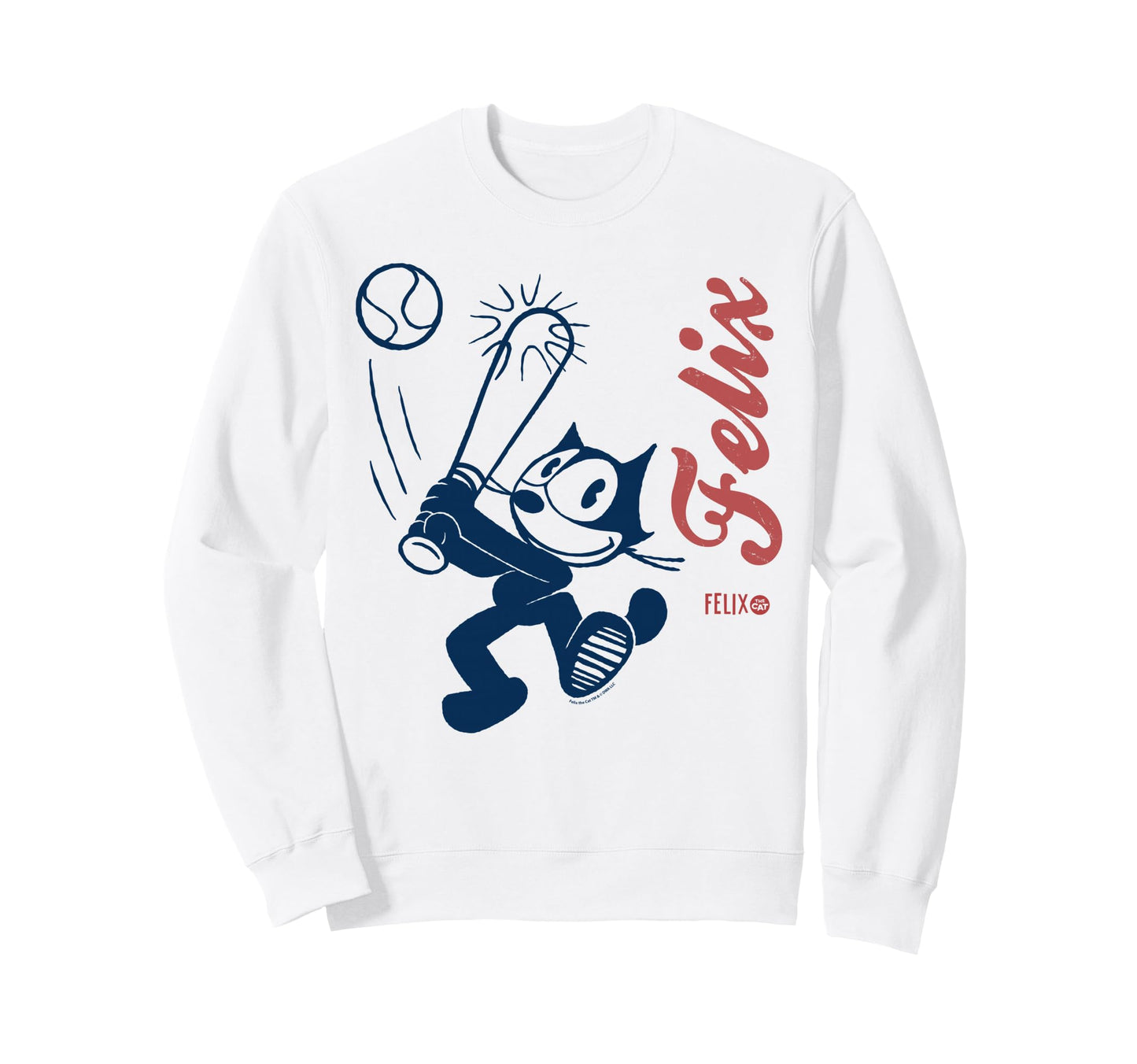 Felix Cat Home Run Baseball Sweatshirt - Minimalist Print for Adults - T-Shirt, Sweatshirt, Hoodie