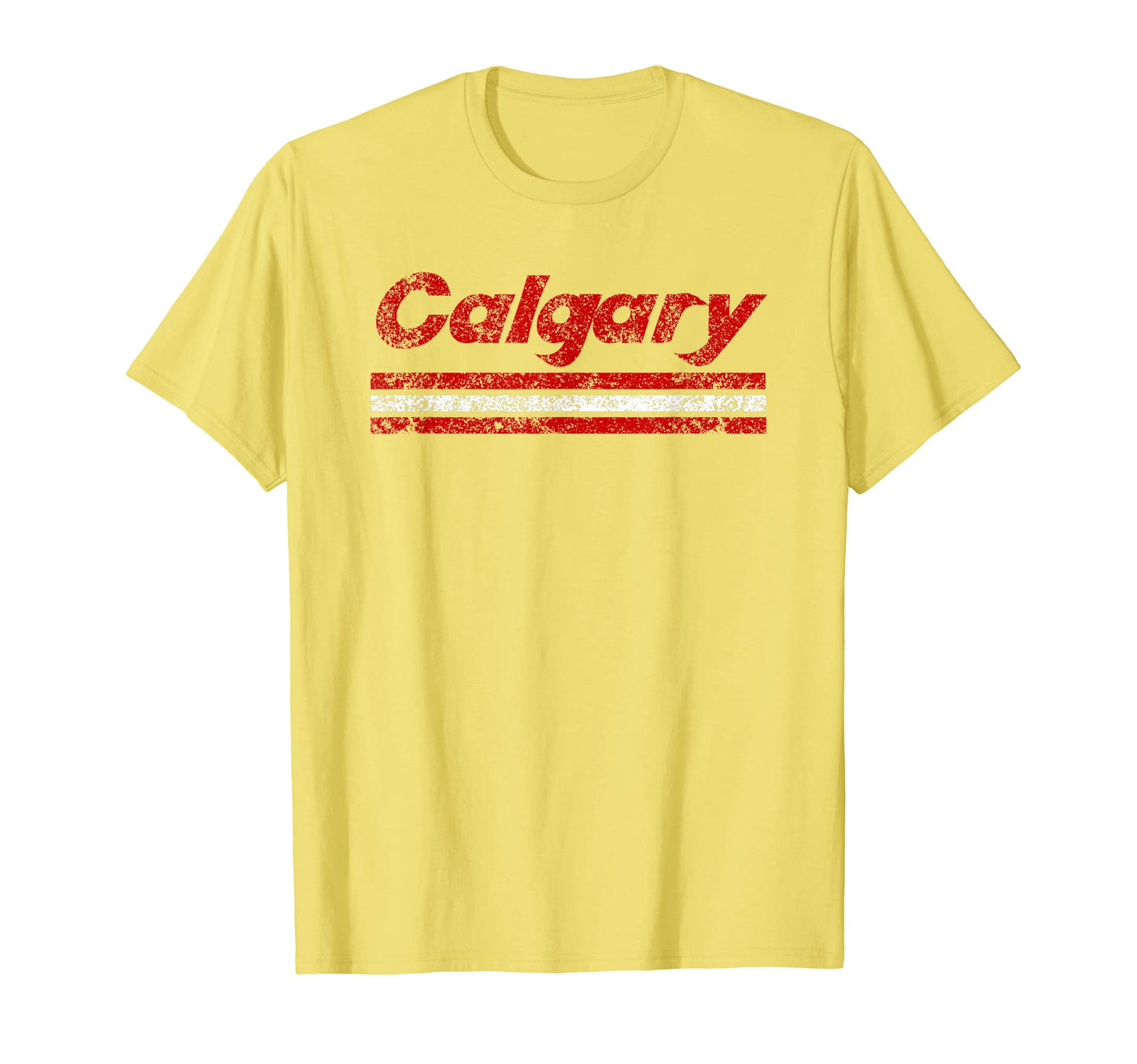 Calgary Canada Weathered Stripe Throwback T-Shirt - Minimalist Print Unisex - T-Shirt, Sweatshirt, Hoodie