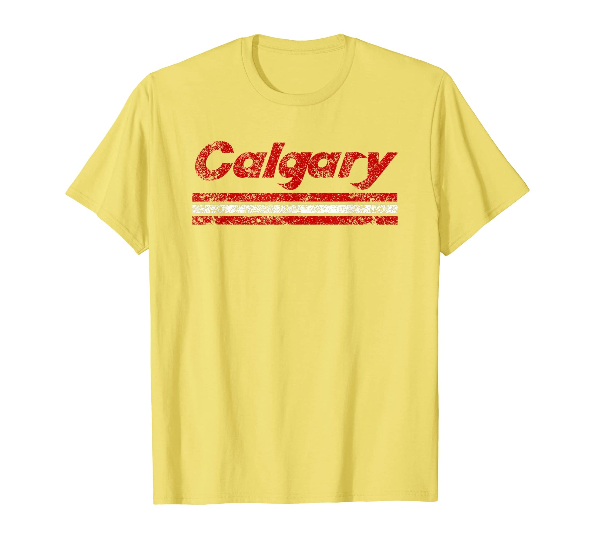 Calgary Canada Weathered Stripe Throwback T-Shirt - Minimalist Print Unisex - T-Shirt, Sweatshirt, Hoodie