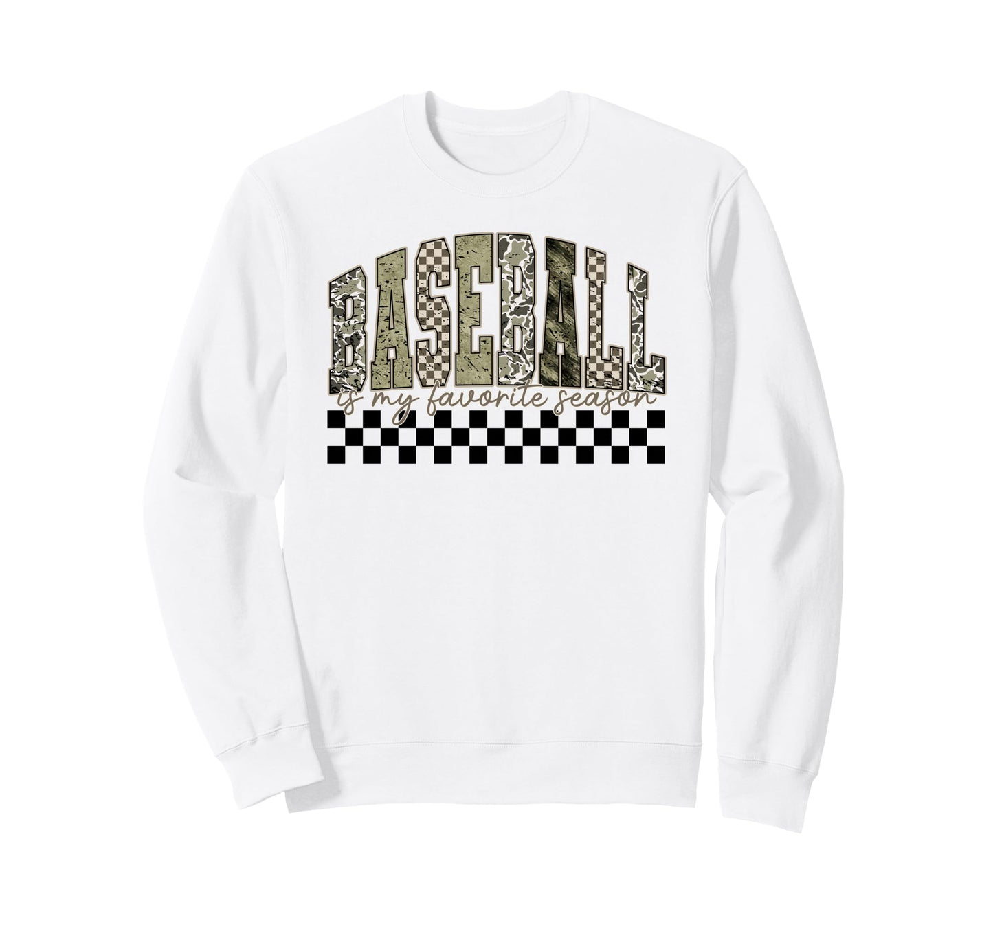 Old School Camo Checkered Baseball Is Sweatshirt - Unique Graphic Unisex - T-Shirt, Sweatshirt, Hoodie