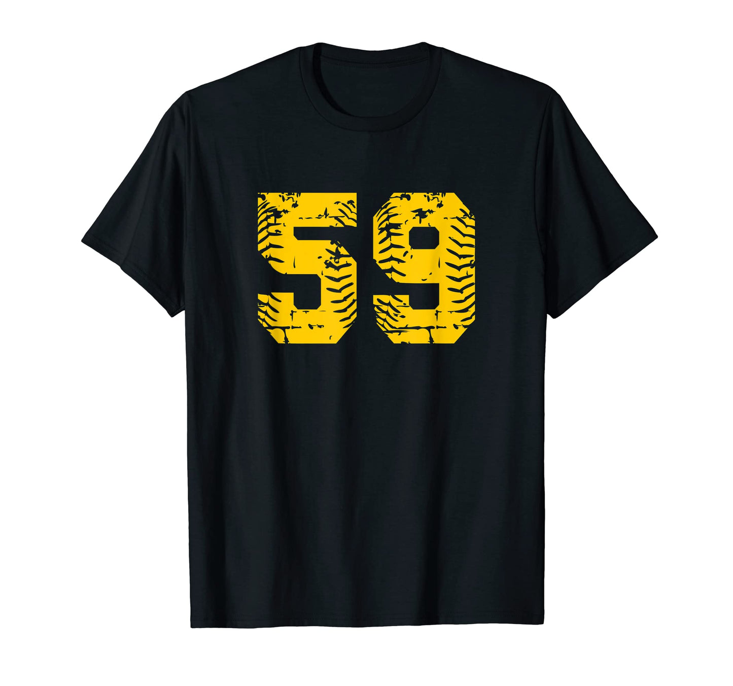 Baseball Softball Number 59 Yellow T-Shirt - Custom Art Print Unisex - T-Shirt, Sweatshirt, Hoodie