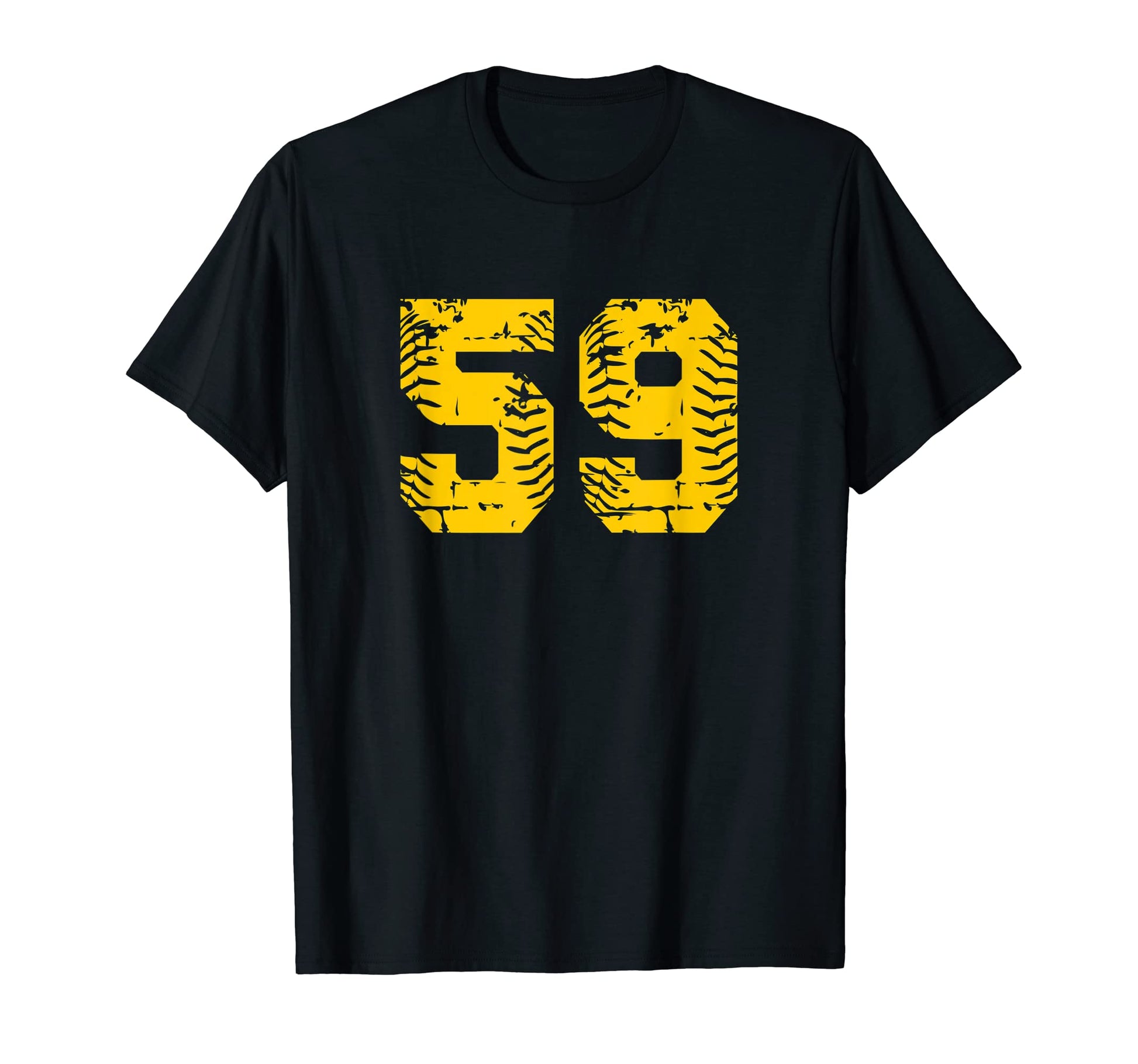 Baseball Softball Number 59 Yellow T-Shirt - Custom Art Print Unisex - T-Shirt, Sweatshirt, Hoodie