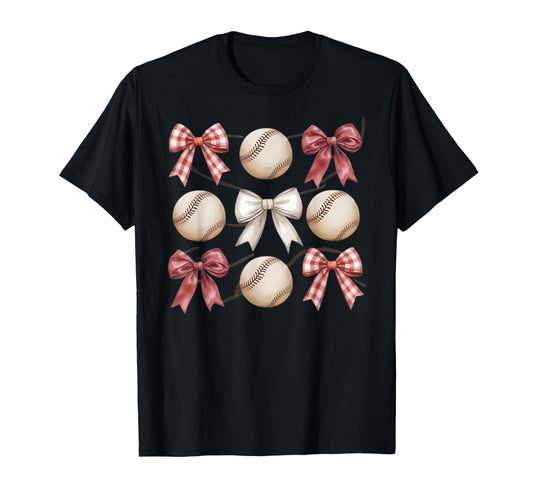 Baseball Coquette Bow Mom Sister T-Shirt - Minimalist Print Unisex - T-Shirt, Sweatshirt, Hoodie
