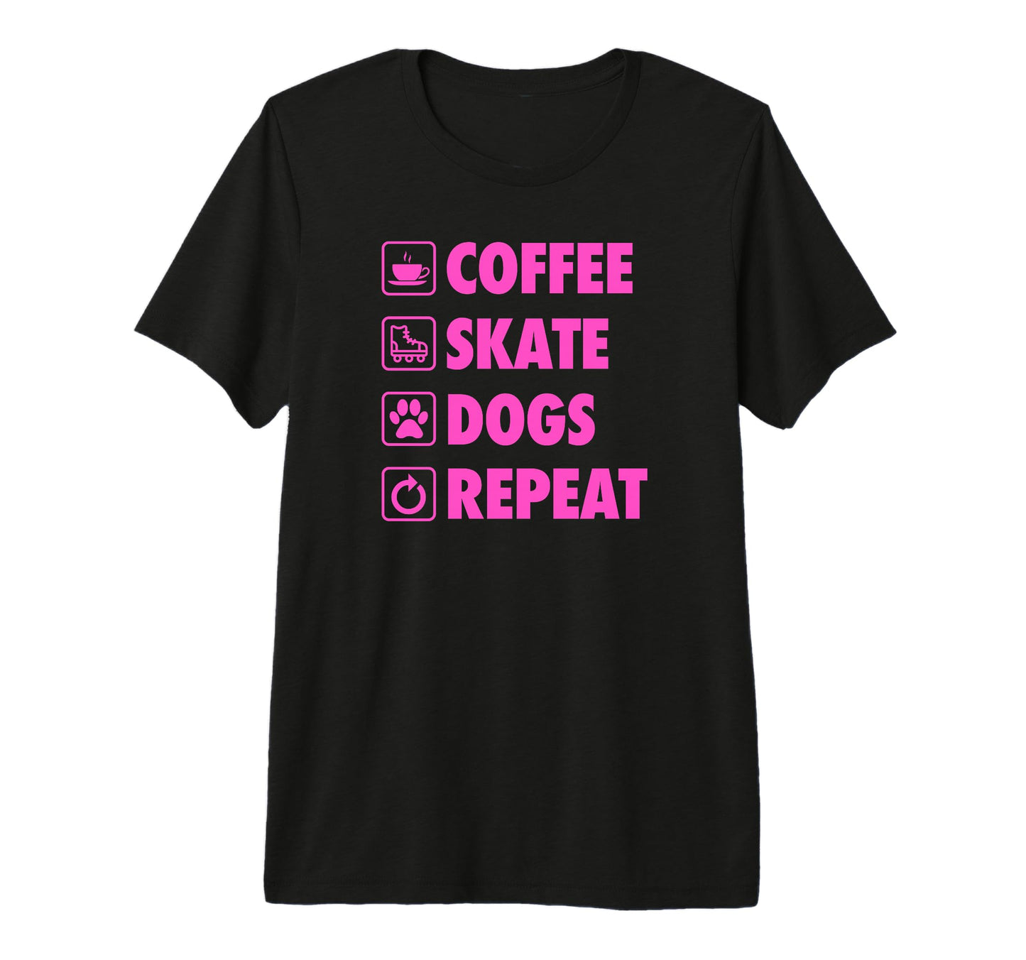 Coffee Skate Dogs Repeat Roller T-Shirt - Fun Novelty Design for Adults - T-Shirt, Sweatshirt, Hoodie