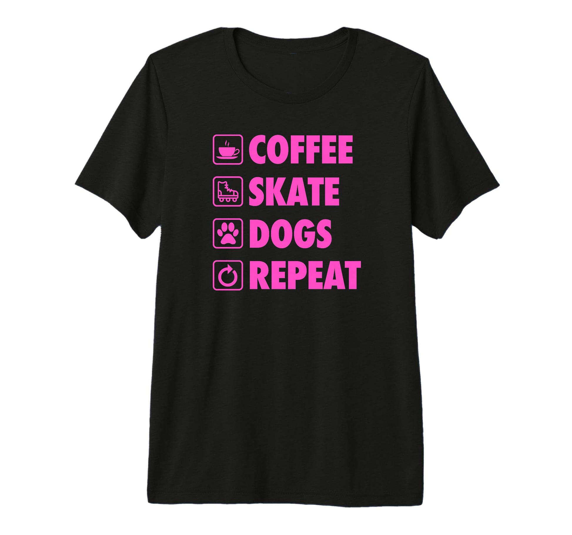 Coffee Skate Dogs Repeat Roller T-Shirt - Fun Novelty Design for Adults - T-Shirt, Sweatshirt, Hoodie