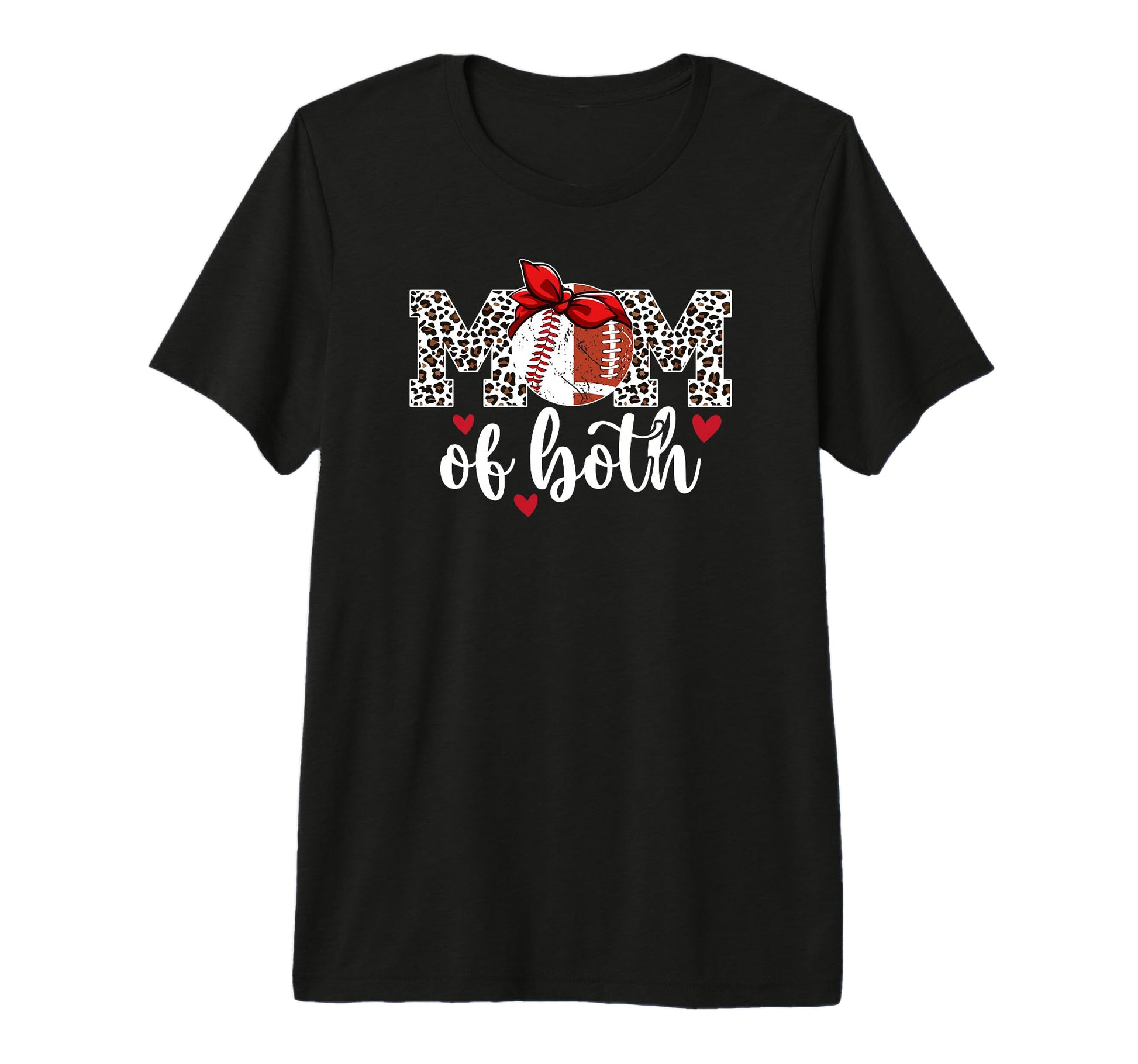Mom Both Leopard Football Baseball Mom T-Shirt - Unique Graphic Men Women - T-Shirt, Sweatshirt, Hoodie