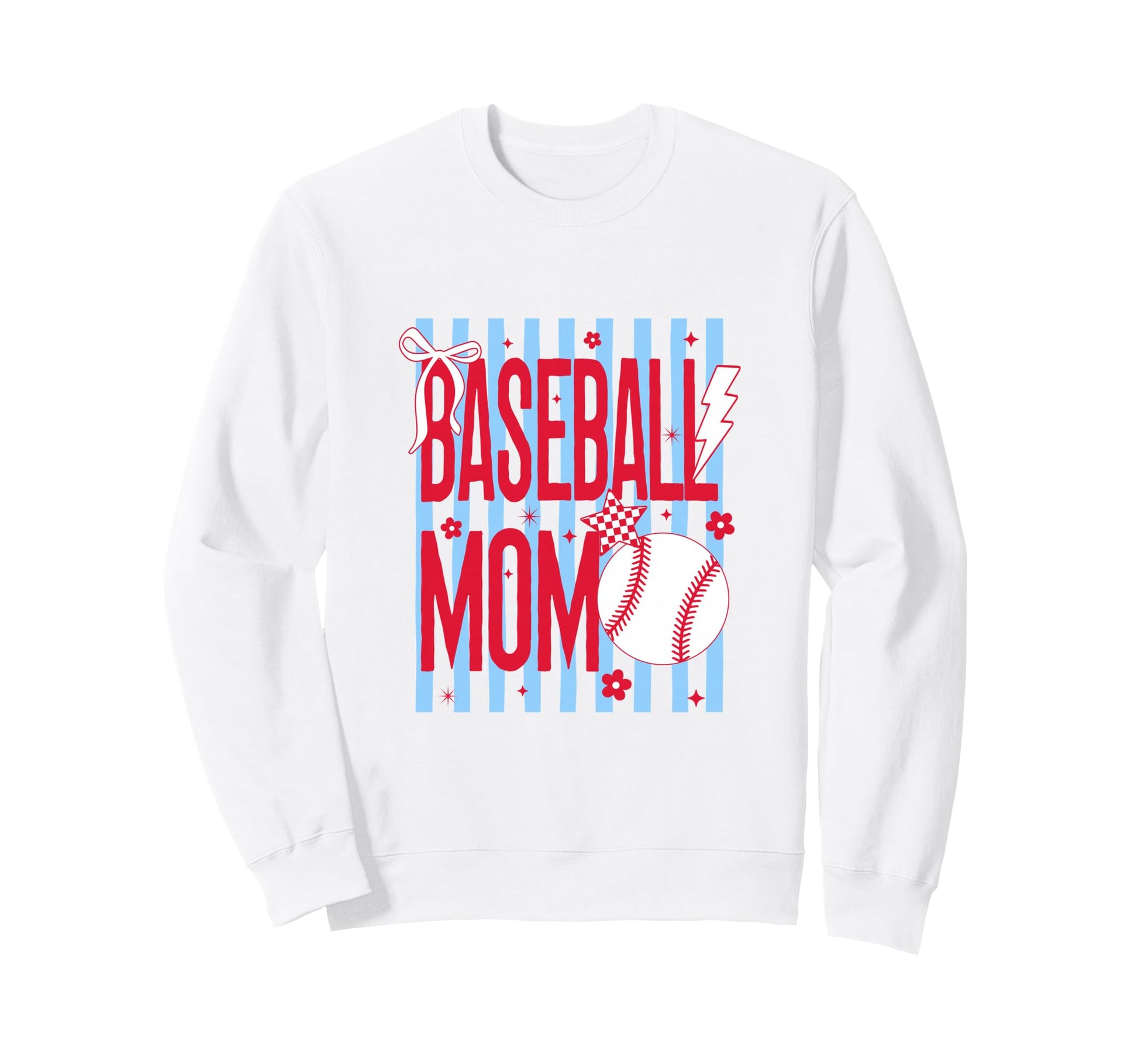 Baseball Mom Patriotic Sweatshirt - Casual Everyday Wear for Adults - T-Shirt, Sweatshirt, Hoodie