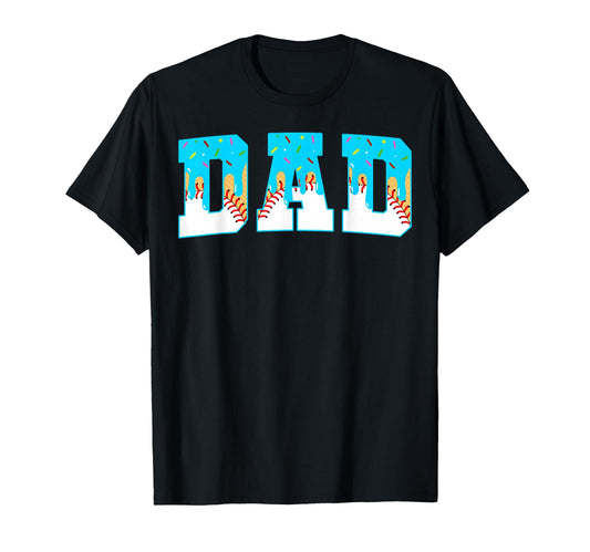 Baseball Dad Ice Cream Drip Happy T-Shirt - Fun Novelty Design for Adults - T-Shirt, Sweatshirt, Hoodie