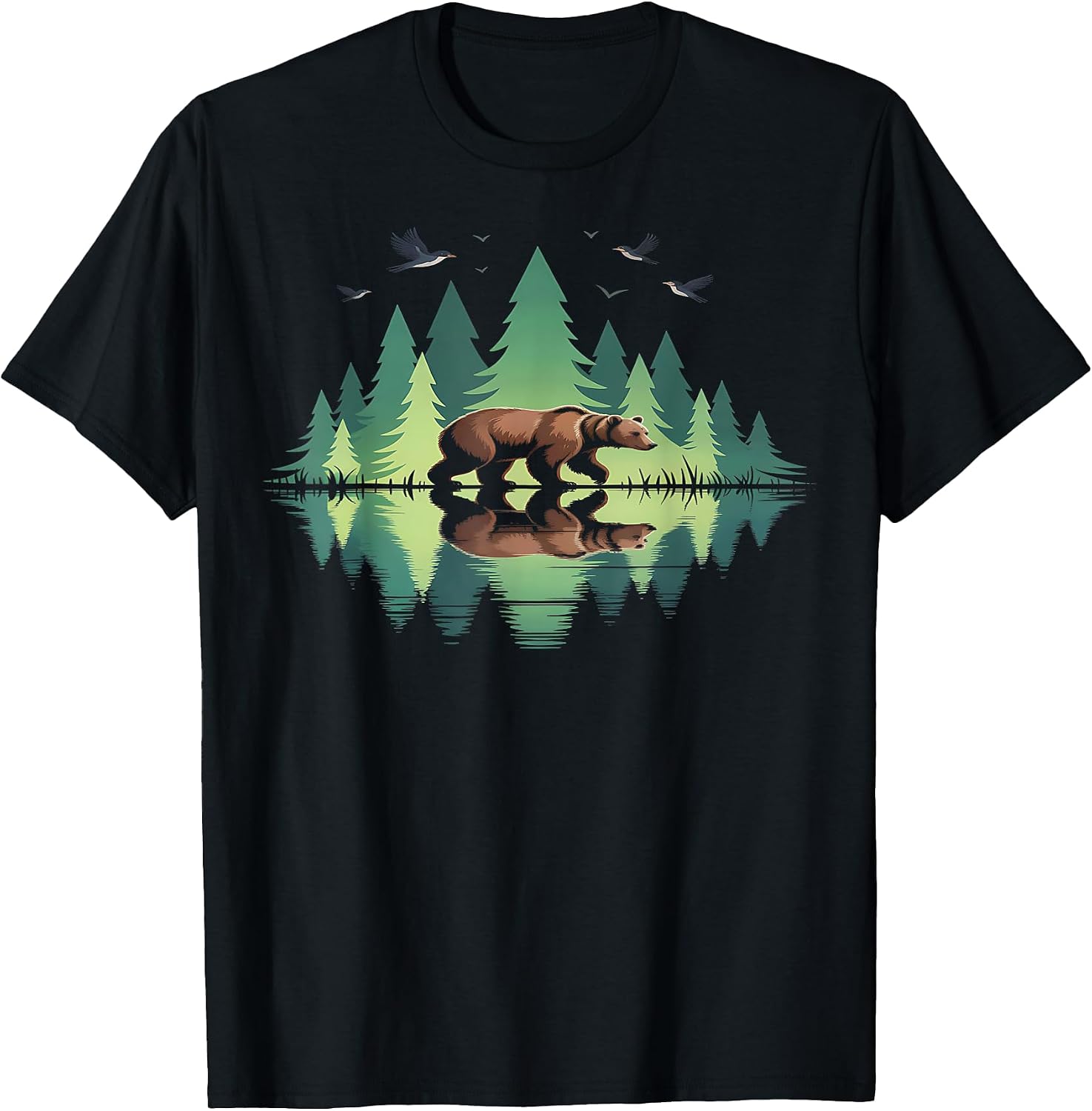 Retro Forest Trees Outdoors Wildlife Bear - Adult & Kids T-Shirts, Sweatshirts & Hoodies apparel design preview 1