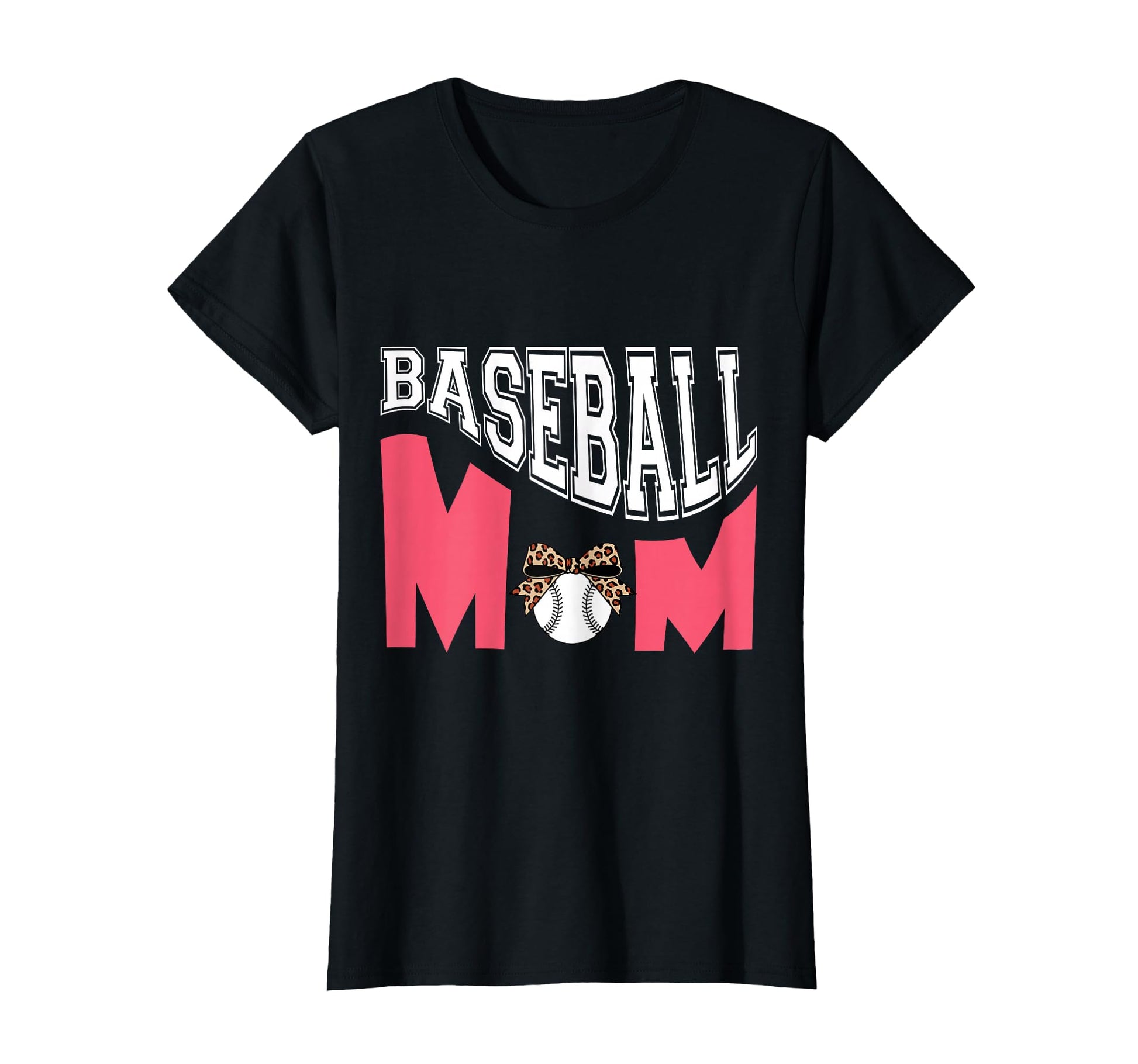 Baseball Mom Leopard Bow Sports Mothers T-Shirt - Custom Art Print Unisex - T-Shirt, Sweatshirt, Hoodie