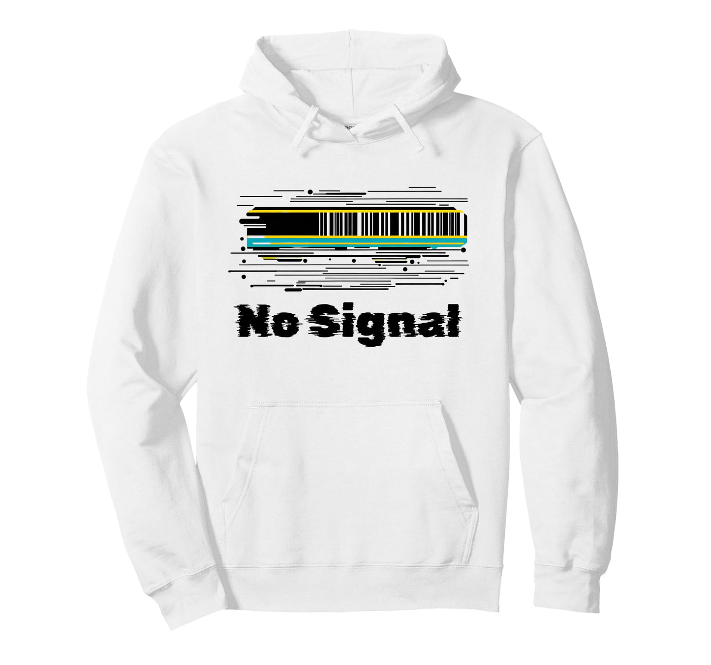 No Signal Glitch Art Barcode Digital Hoodie - Novelty Apparel for Adults - T-Shirt, Sweatshirt, Hoodie