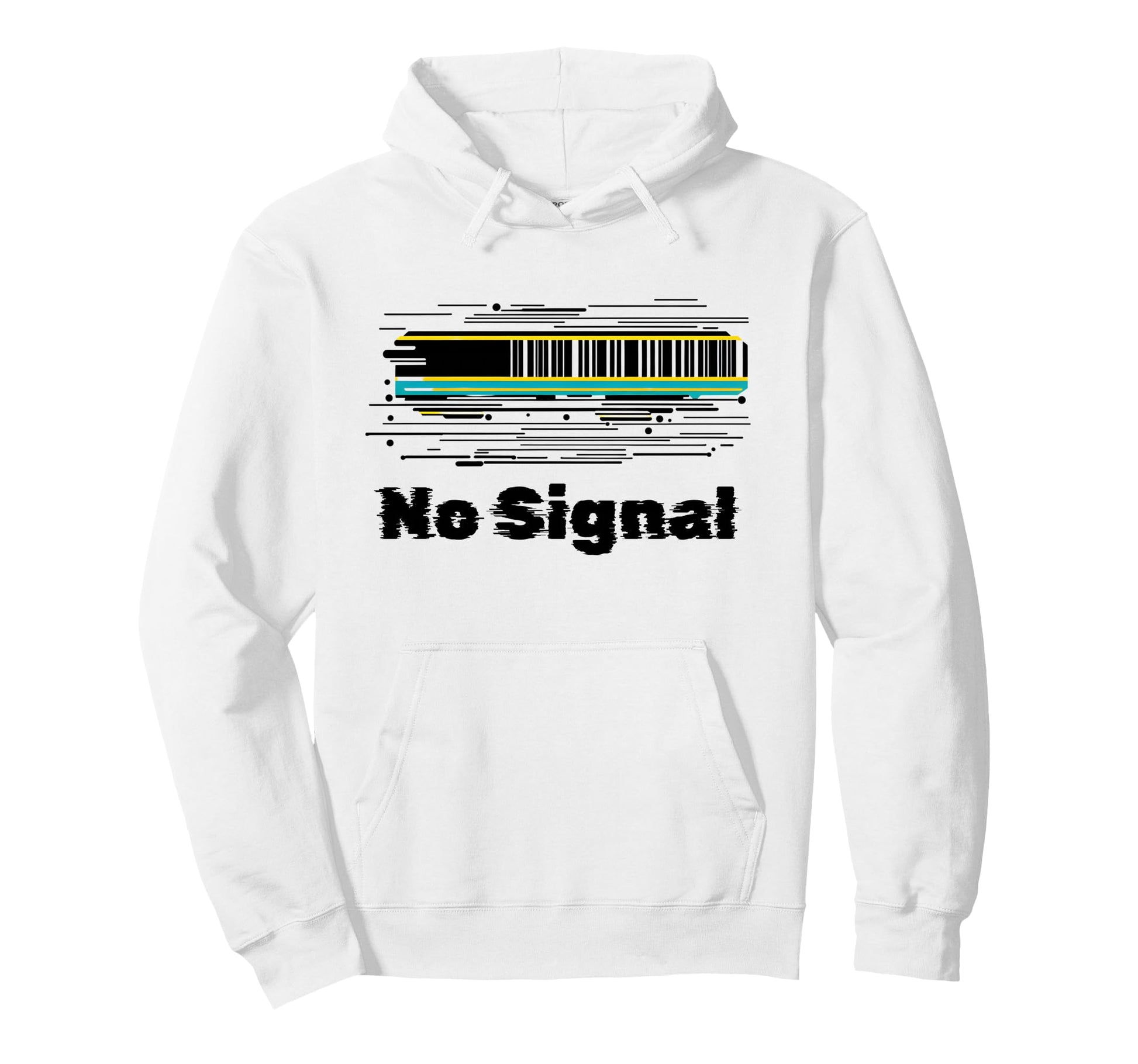 No Signal Glitch Art Barcode Digital Hoodie - Novelty Apparel for Adults - T-Shirt, Sweatshirt, Hoodie