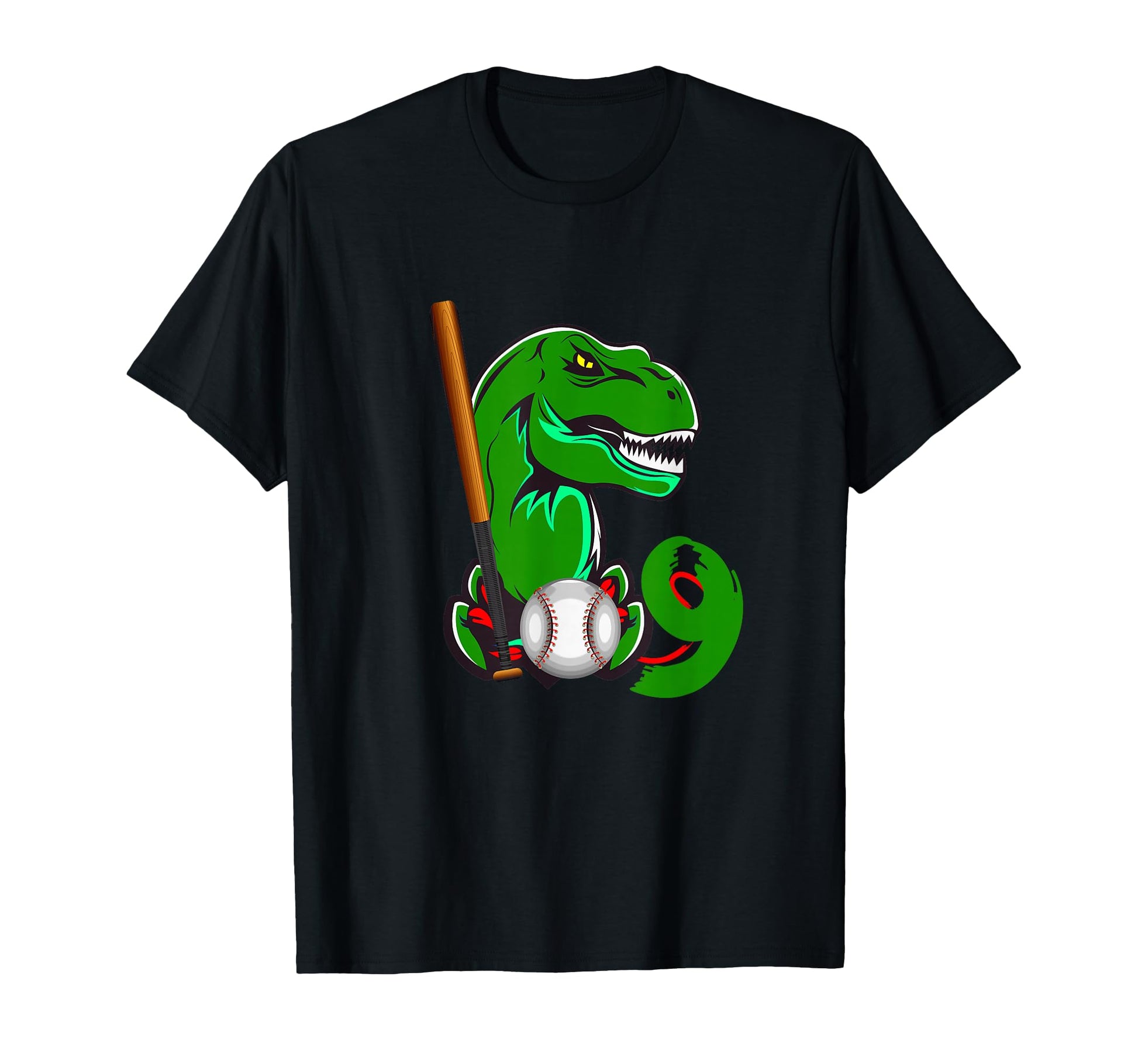Baseball Dinosaurs T Rex Dino 9Th Birthday T-Shirt - Trendy Graphic Unisex - T-Shirt, Sweatshirt, Hoodie