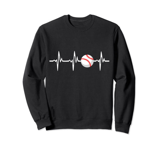 Baseball Heartbeat Baseball Team Sweatshirt - Unique Graphic for Adults - T-Shirt, Sweatshirt, Hoodie