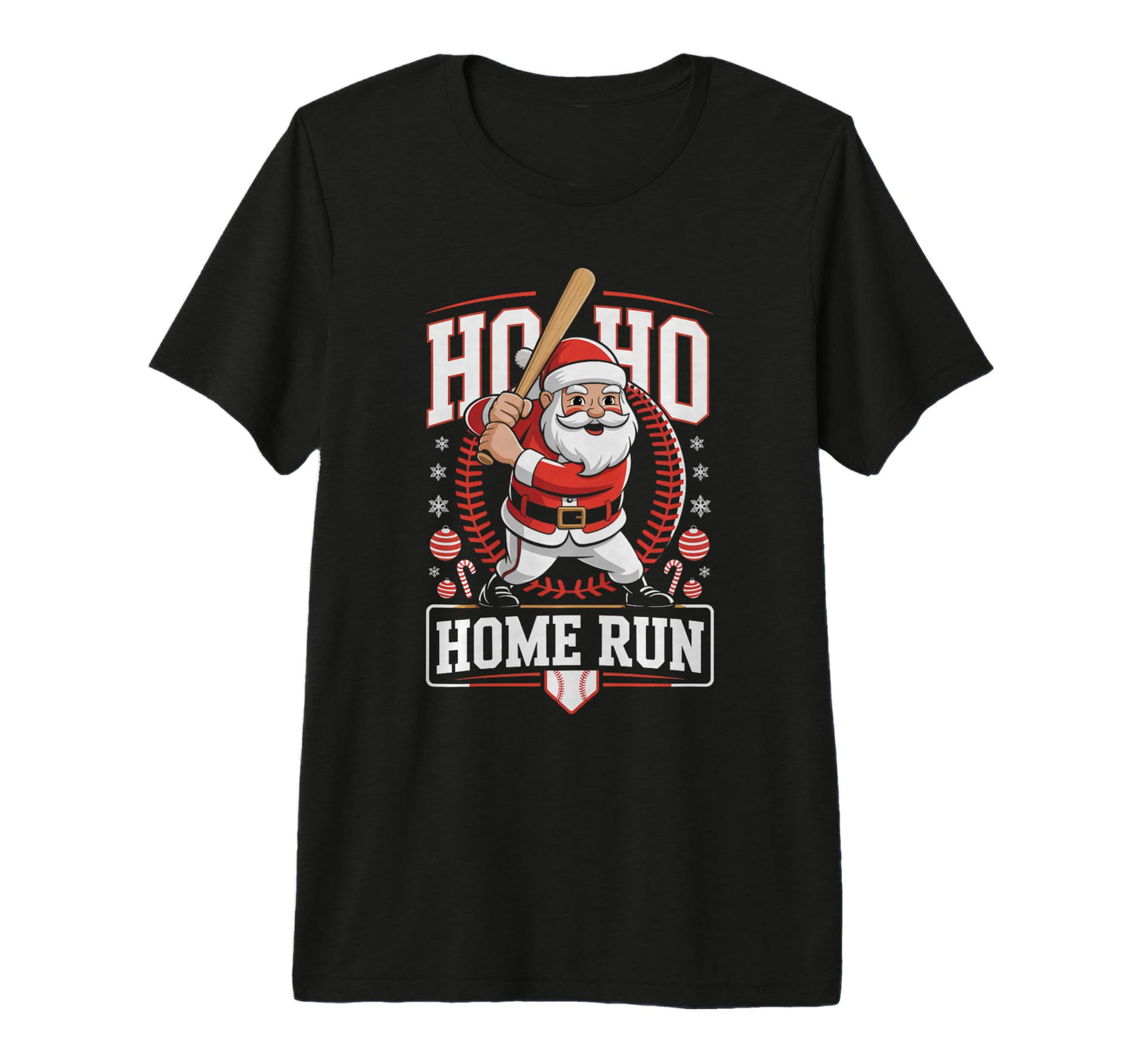 Ho Ho Home Run Baseball Funny Santa T-Shirt - Aesthetic Graphic Men Women - T-Shirt, Sweatshirt, Hoodie