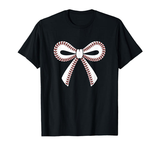 Baseball Bow Baseball Mom Mama T-Shirt - Custom Art Print Unisex - T-Shirt, Sweatshirt, Hoodie