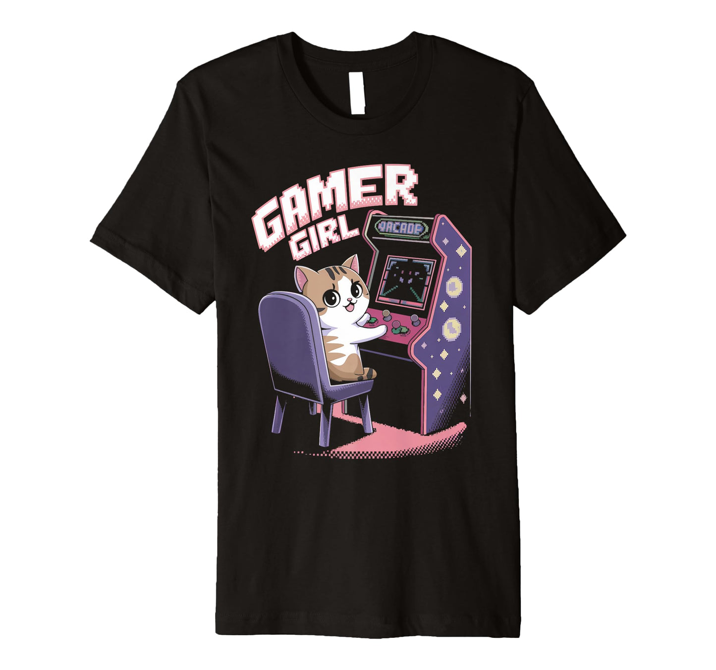Gamer Cat Kitten Arcade Gamer Gaming T-Shirt - Aesthetic Graphic Unisex - T-Shirt, Sweatshirt, Hoodie