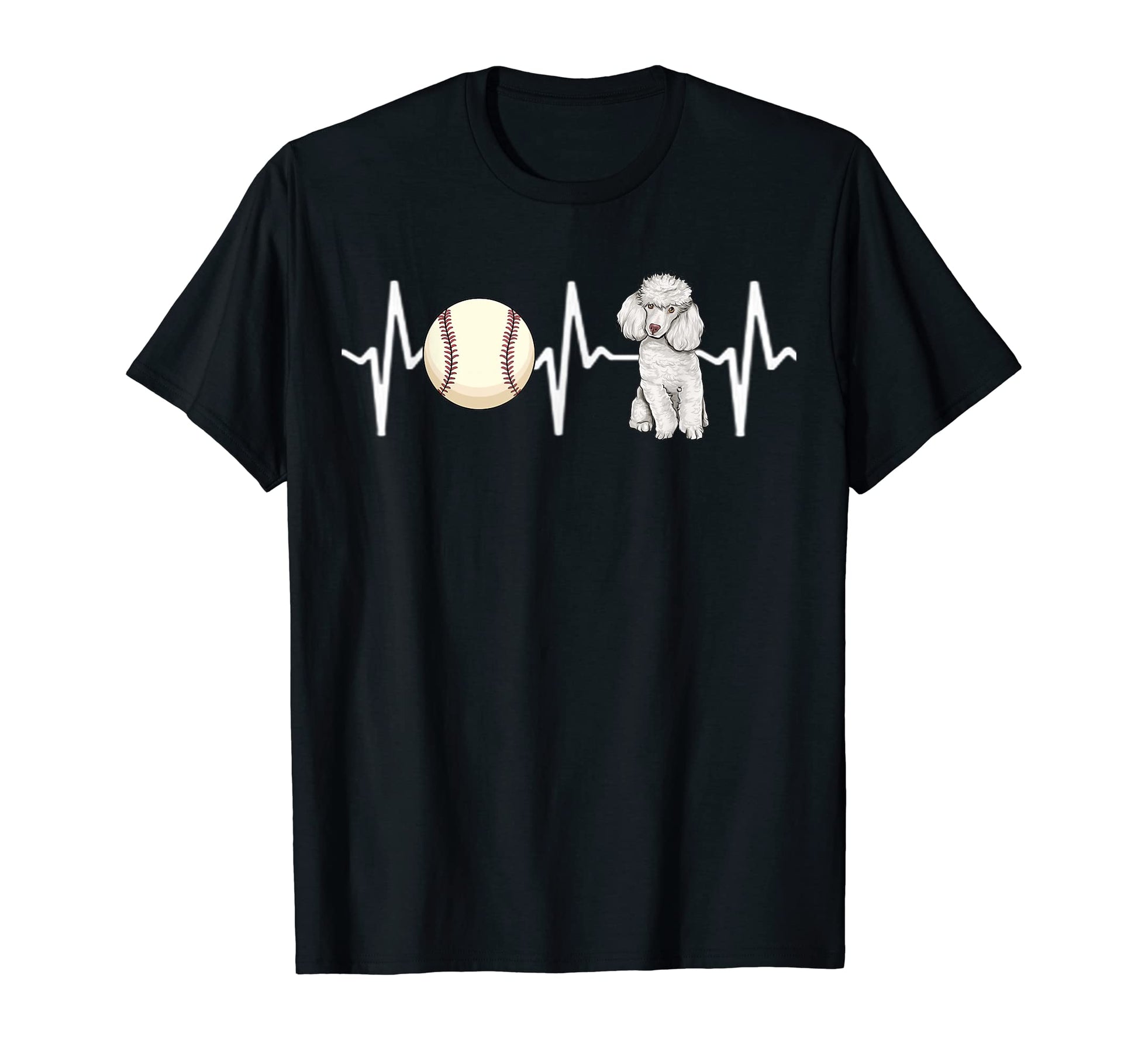 Baseball Poodle Heartbeat Dog T-Shirt - Casual Everyday Wear Men Women - T-Shirt, Sweatshirt, Hoodie