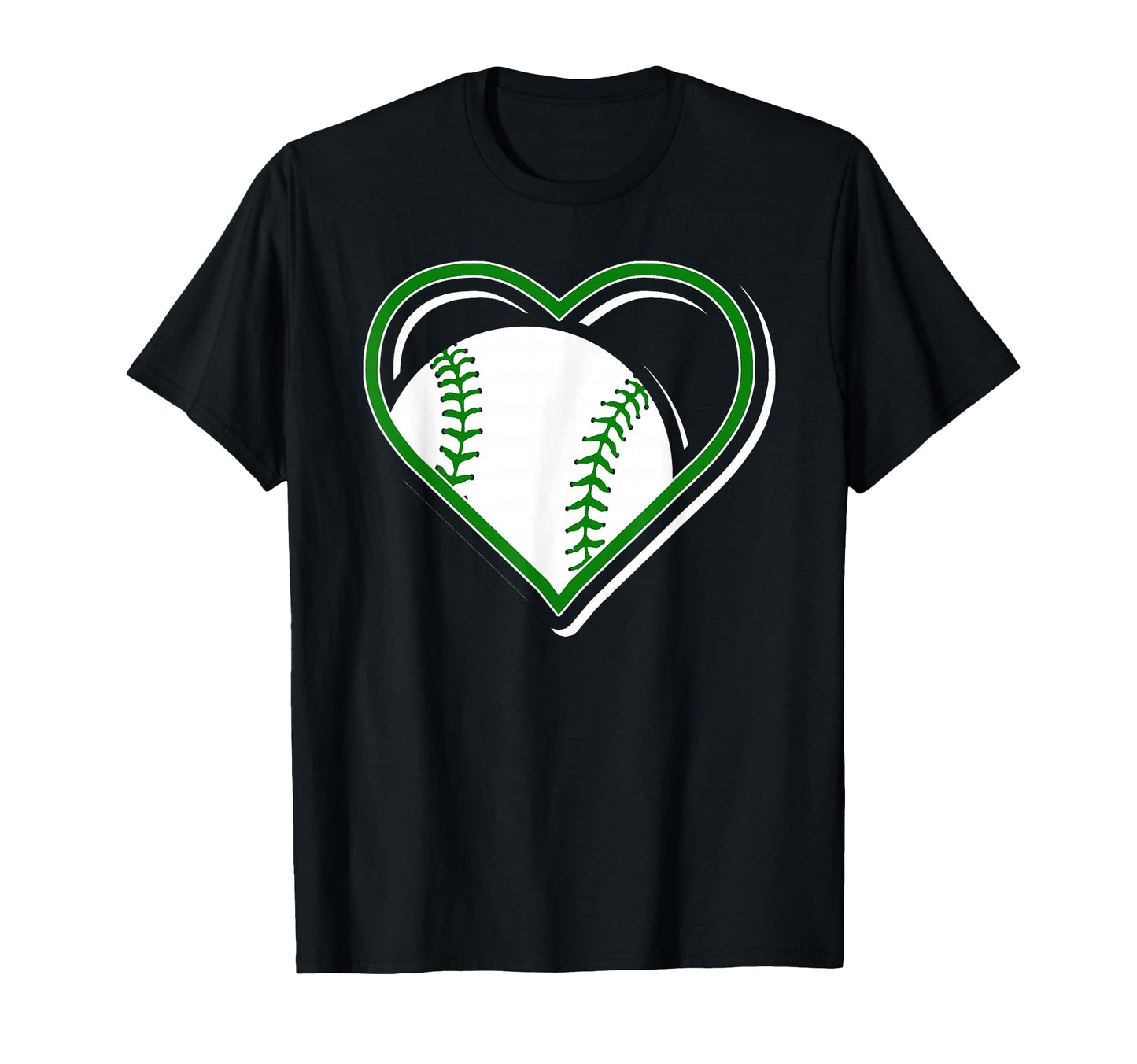 Green Baseball Heart Baseball Lovers T-Shirt - Minimalist Print Unisex - T-Shirt, Sweatshirt, Hoodie