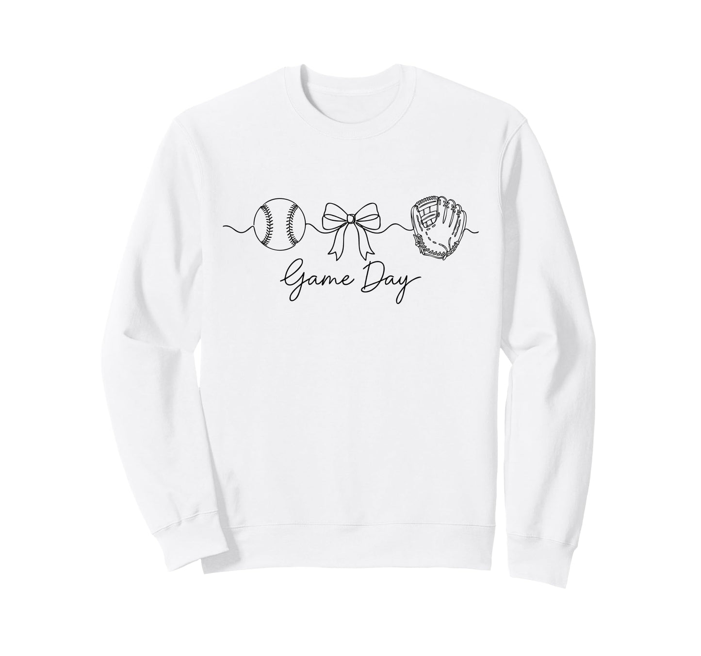 Game Day Baseball Mom Ball Bow Glove Sweatshirt - Unique Graphic Men Women - T-Shirt, Sweatshirt, Hoodie