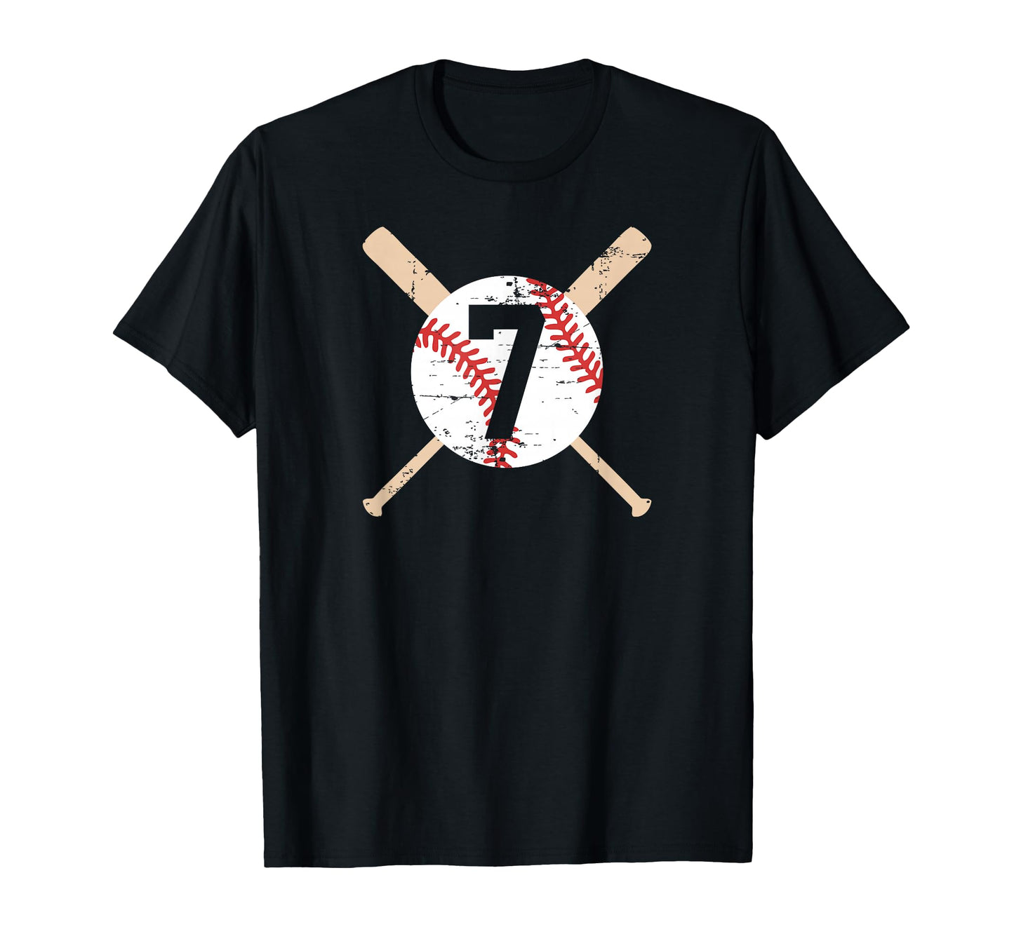 Baseball Number 7 Seven Distressed T-Shirt - Aesthetic Graphic Men Women - T-Shirt, Sweatshirt, Hoodie