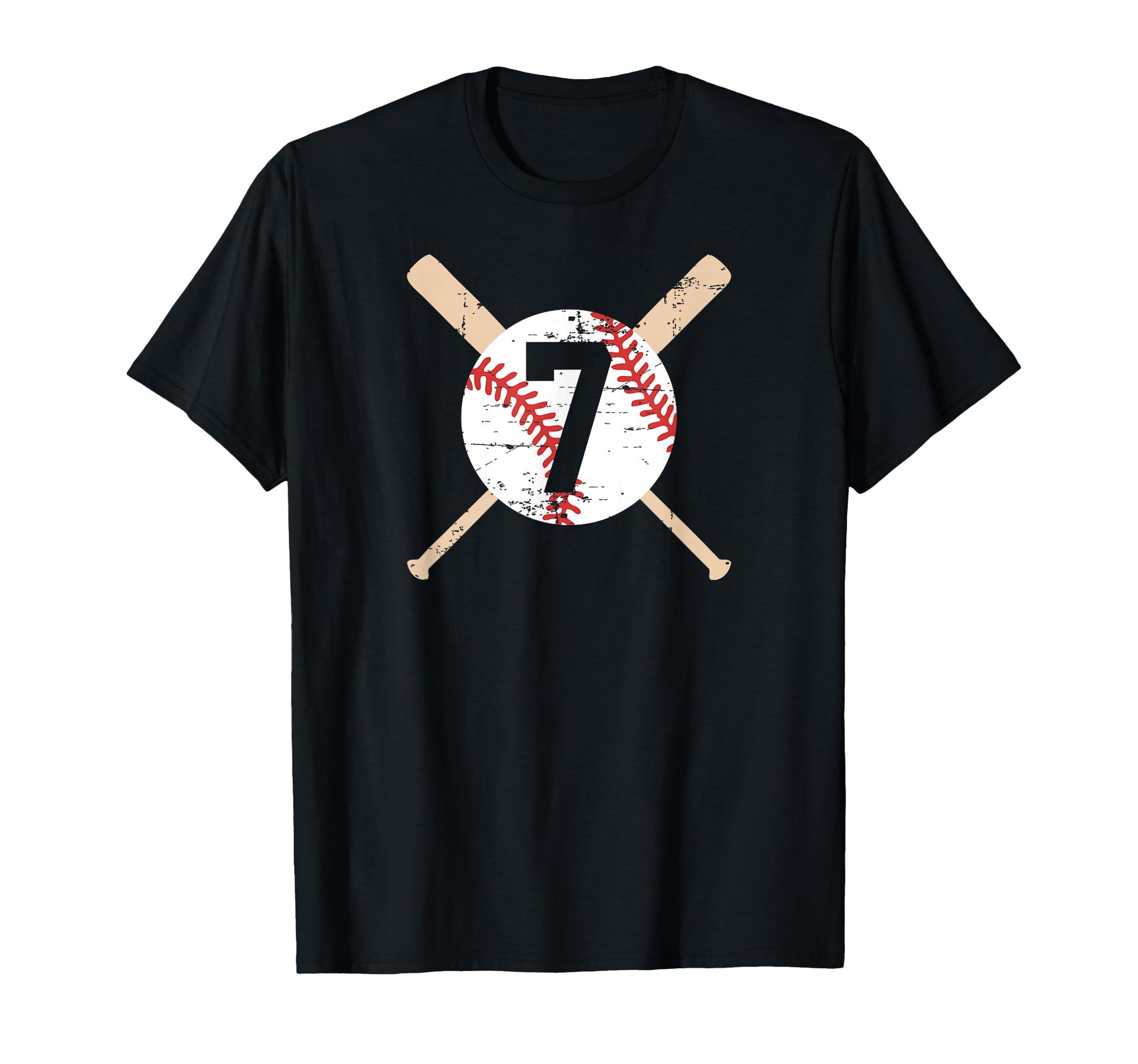 Baseball Number 7 Seven Distressed T-Shirt - Aesthetic Graphic Men Women - T-Shirt, Sweatshirt, Hoodie