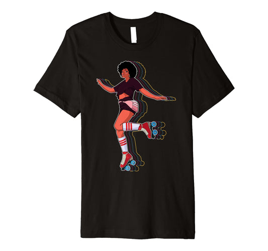 Afro Groove Roller Skate 80S 70S T-Shirt - Custom Art Print for Adults - T-Shirt, Sweatshirt, Hoodie