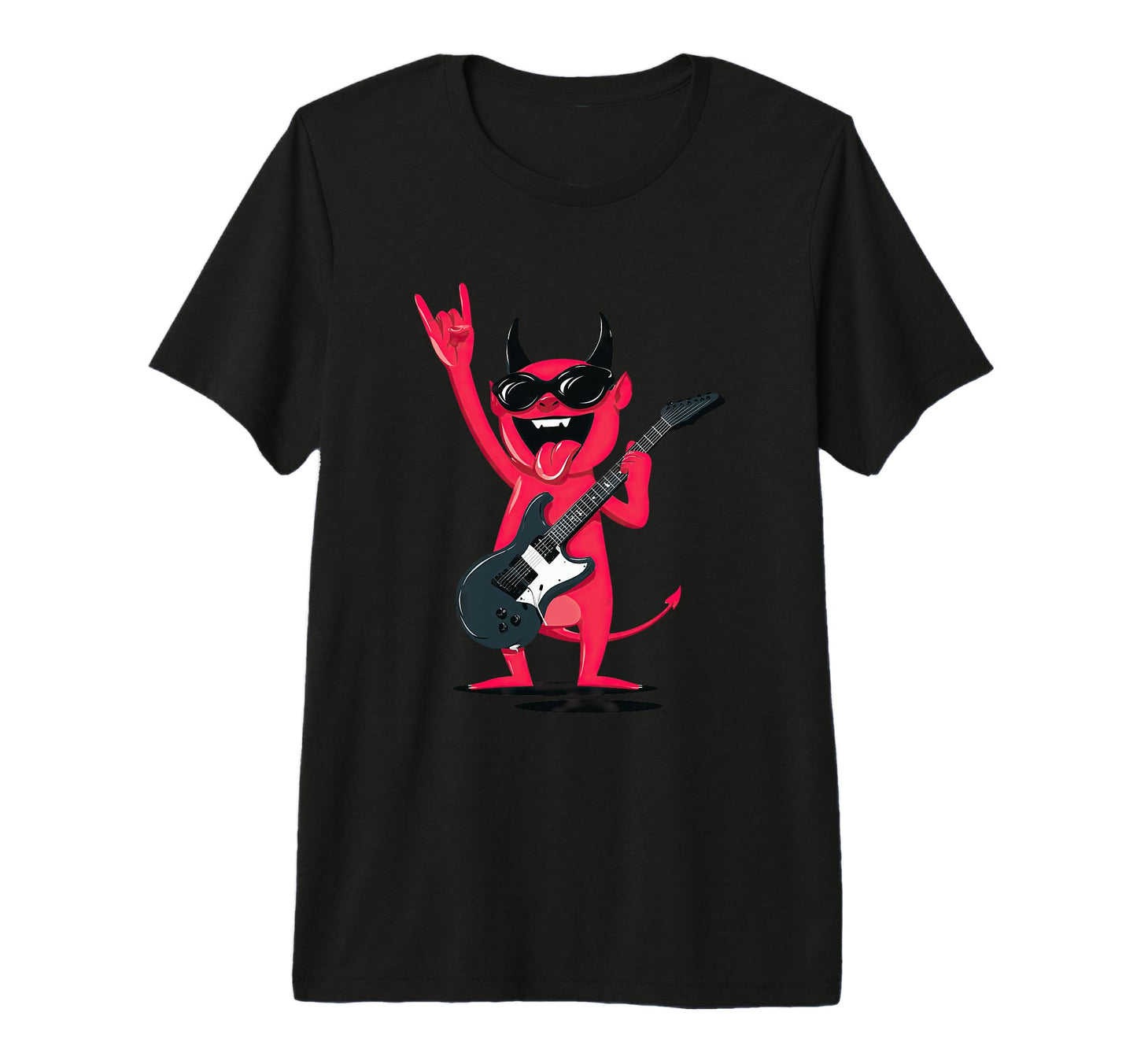 Funny Cartoon Devil Rock Music T-Shirt - Custom Art Print for Adults - T-Shirt, Sweatshirt, Hoodie