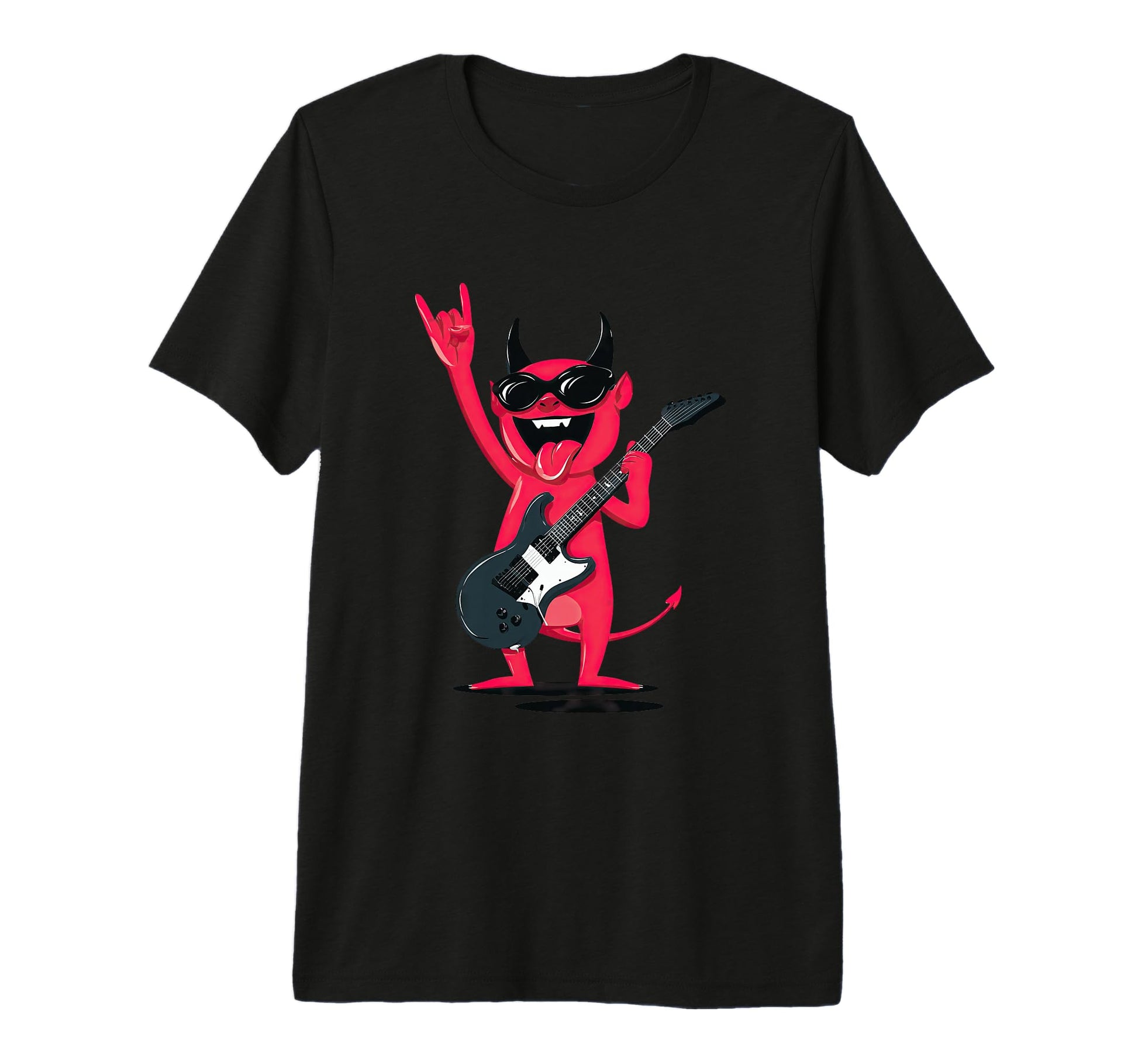 Funny Cartoon Devil Rock Music T-Shirt - Custom Art Print for Adults - T-Shirt, Sweatshirt, Hoodie