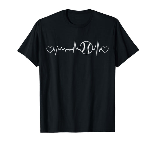 Baseball Heartbeat Funny Ekg Heart T-Shirt - Aesthetic Graphic for Adults - T-Shirt, Sweatshirt, Hoodie
