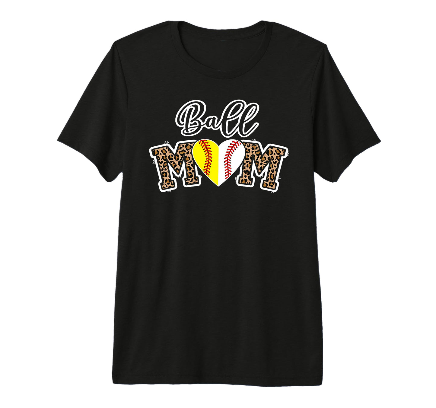Ball Mom Leopard Softball Baseball T-Shirt - Novelty Apparel for Adults - T-Shirt, Sweatshirt, Hoodie