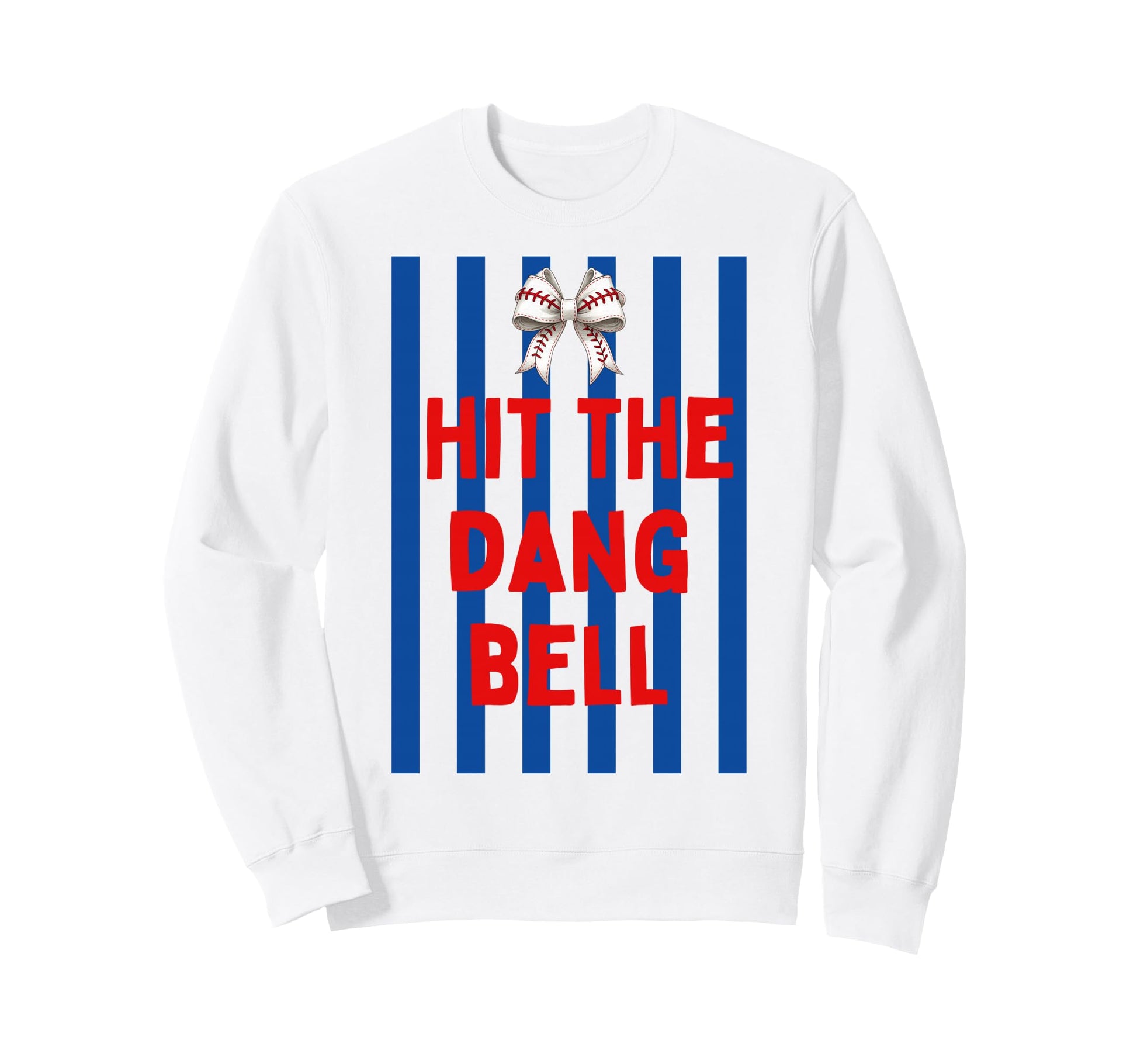Striped Baseball Hit Dang Ball Bow Sweatshirt - Graphic Print Unisex - T-Shirt, Sweatshirt, Hoodie