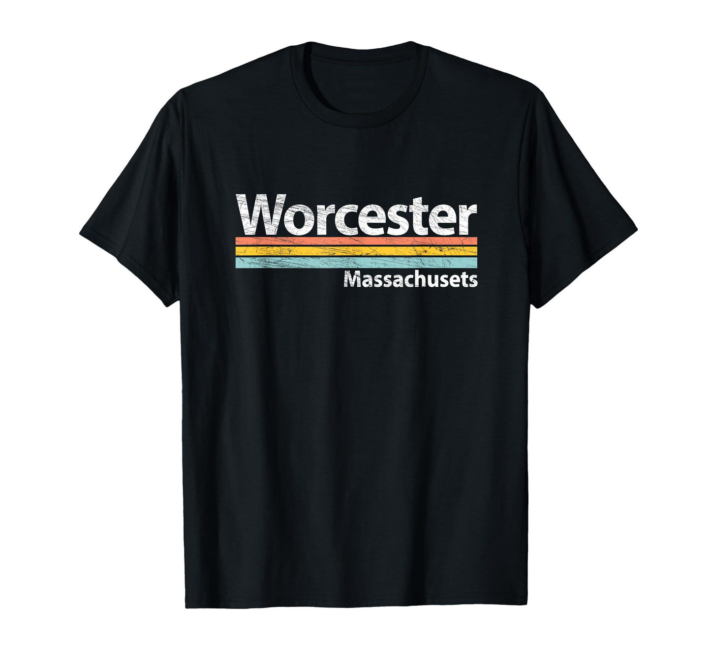 Worcester Massachusetts Worn Stripes T-Shirt - Fun Novelty Design Men Women - T-Shirt, Sweatshirt, Hoodie