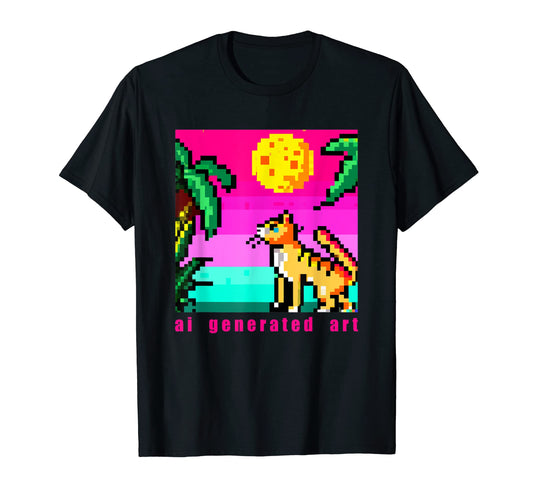 Ai Generated Art Cat Tropical Summer T-Shirt - Aesthetic Graphic Unisex - T-Shirt, Sweatshirt, Hoodie