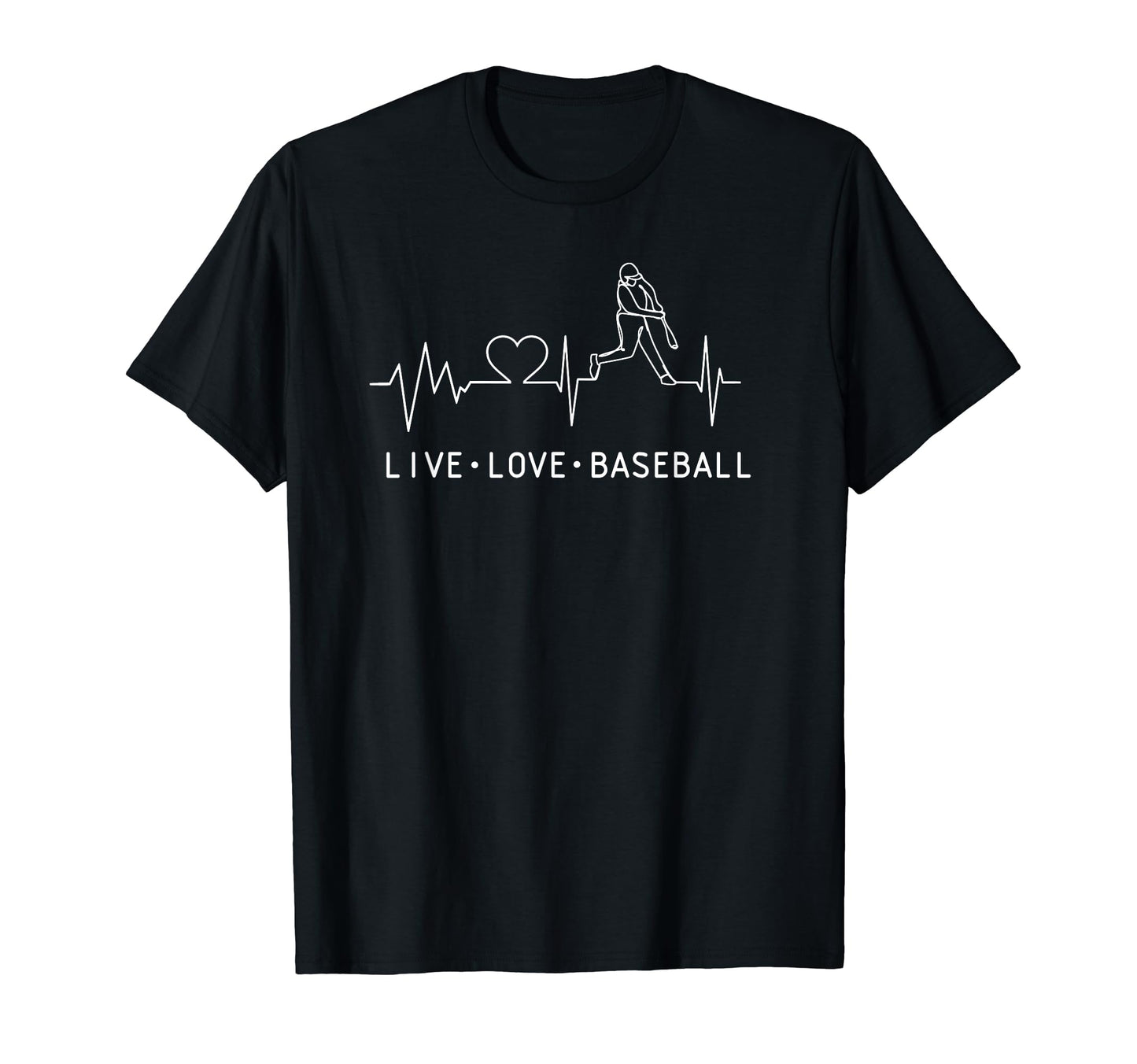 Live Love Baseball Heartbeat I Love T-Shirt - Trendy Graphic for Adults - T-Shirt, Sweatshirt, Hoodie