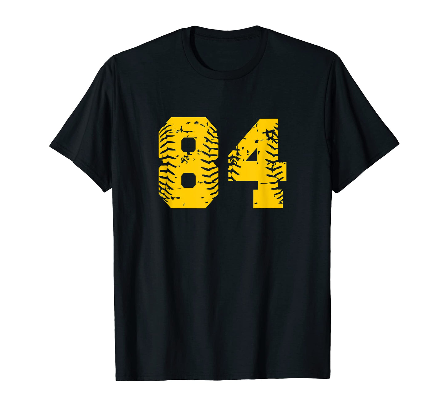 Baseball Softball Number 84 Yellow T-Shirt - Unique Graphic for Adults - T-Shirt, Sweatshirt, Hoodie