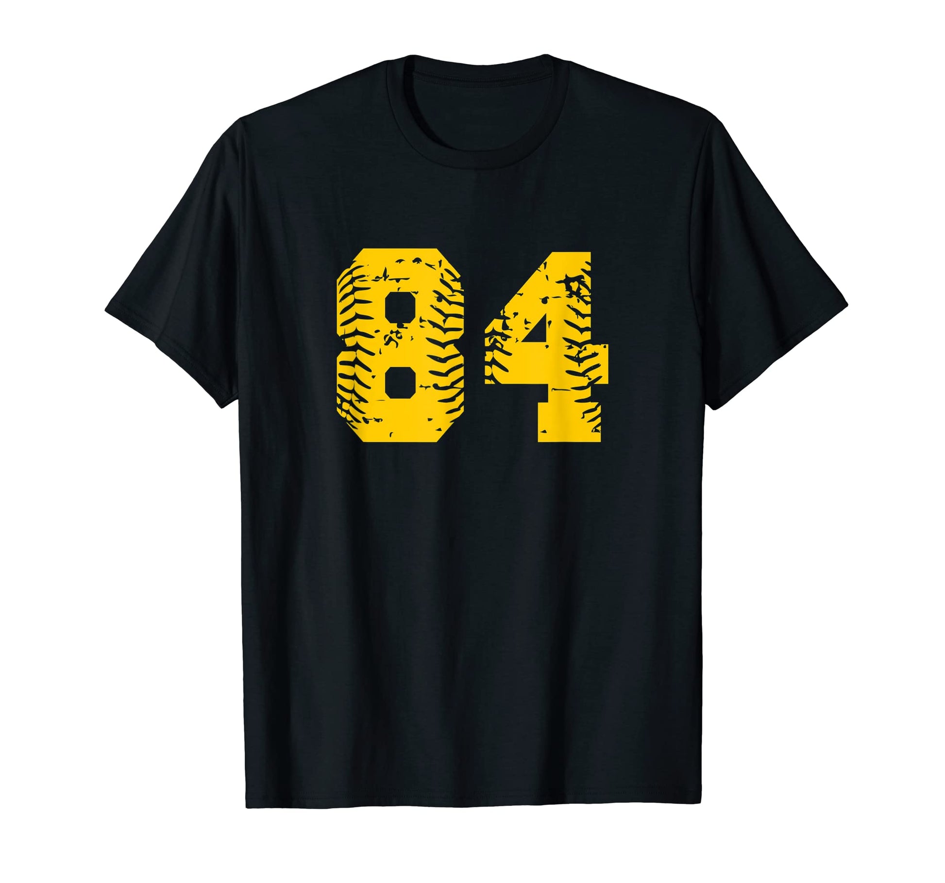 Baseball Softball Number 84 Yellow T-Shirt - Unique Graphic for Adults - T-Shirt, Sweatshirt, Hoodie