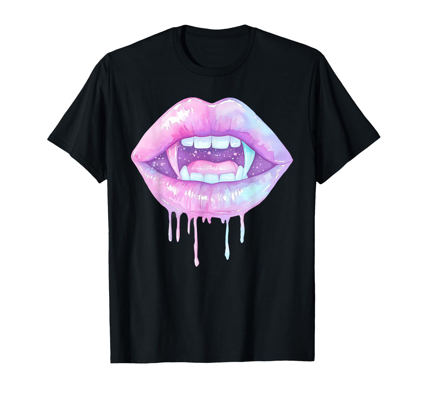 Pastel Goth Vampire Lips Dripping Y2K T-Shirt - Unique Graphic Men Women - T-Shirt, Sweatshirt, Hoodie