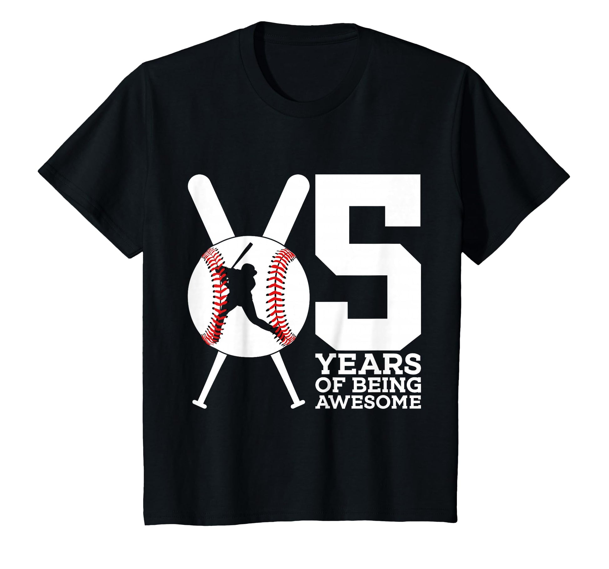 5 Years Being Awesome 5Th Birthday Baseball T-Shirt - Graphic Print Unisex - T-Shirt, Sweatshirt, Hoodie