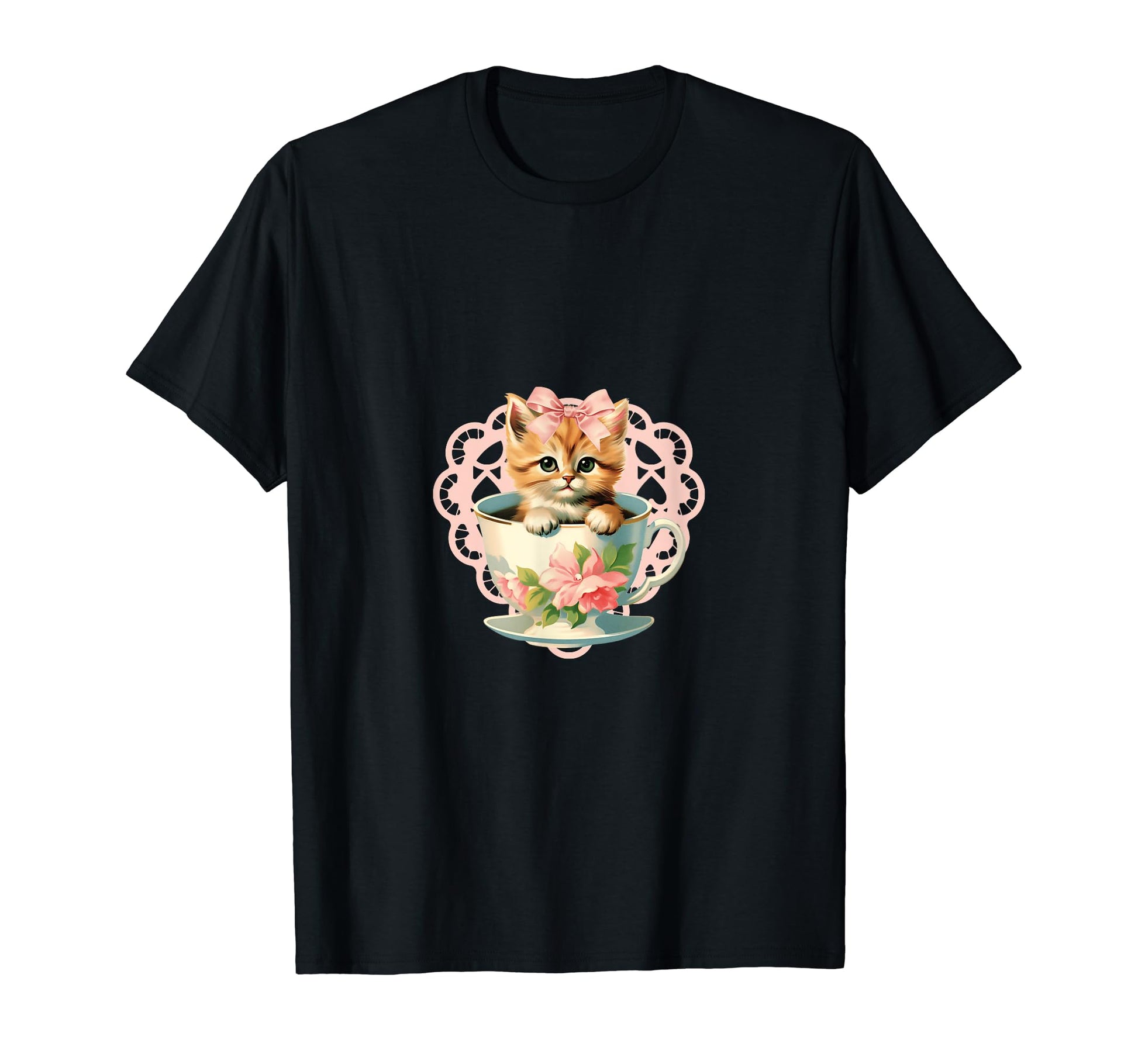 Coquette Kitten Teacup Girlcore Y2K T-Shirt - Minimalist Print Men Women - T-Shirt, Sweatshirt, Hoodie