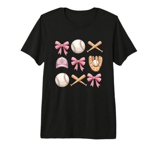 Baseball Coquette Bow Mom Sister T-Shirt - Fun Novelty Design Men Women - T-Shirt, Sweatshirt, Hoodie